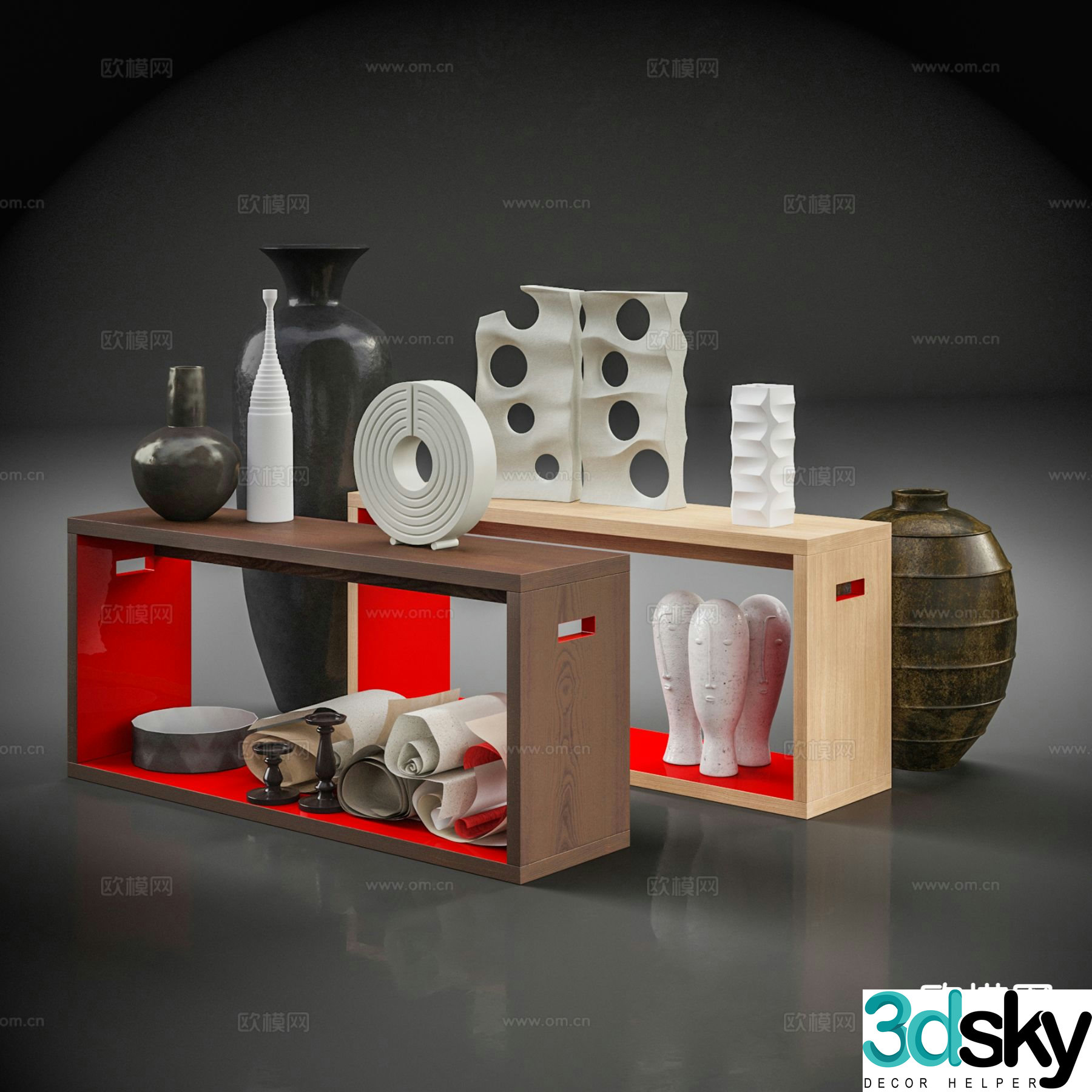 Modern decorations tableware clay pots crafts 3D model