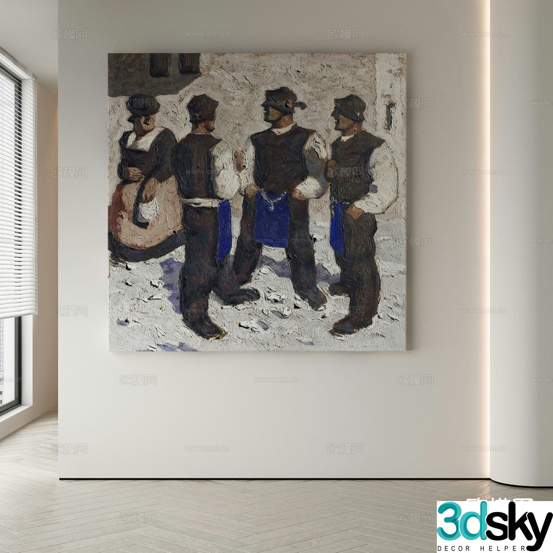 Modern figure painting decorative painting 3d model
