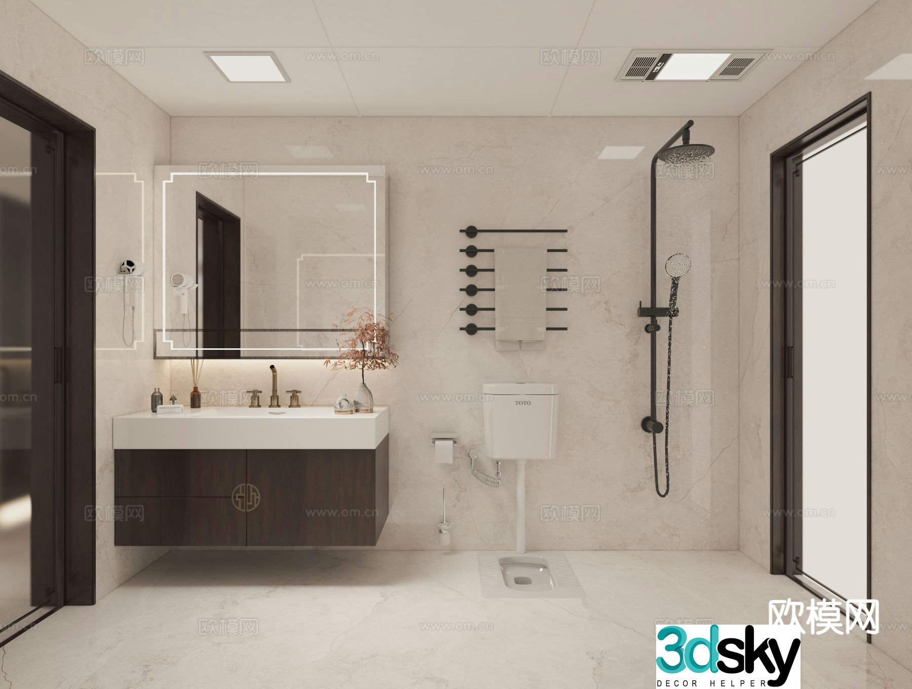 New Chinese style bathroom bathroom 3d model