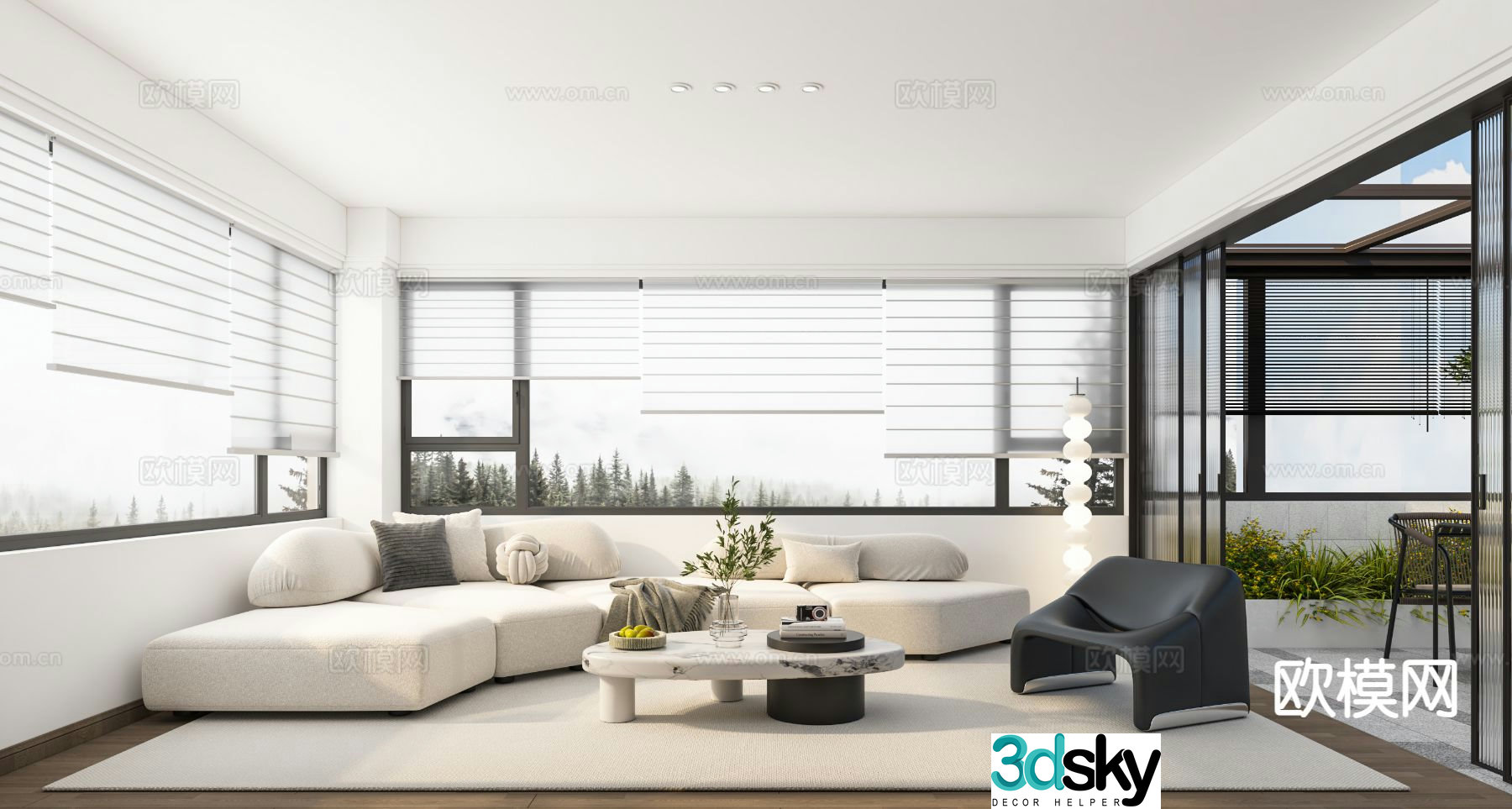 Cream style living room 3d model