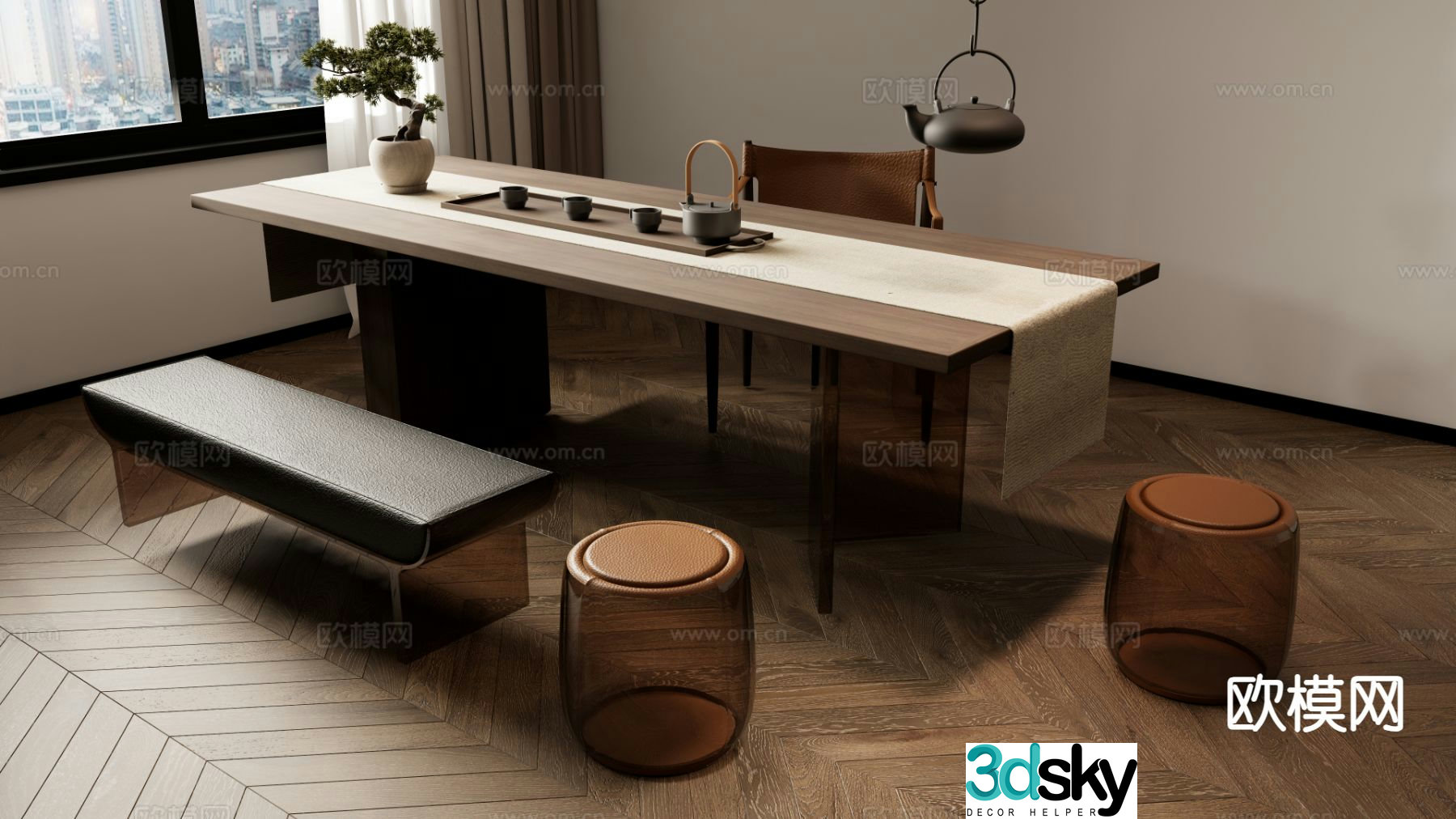 New Chinese style tea table tea table 3d model