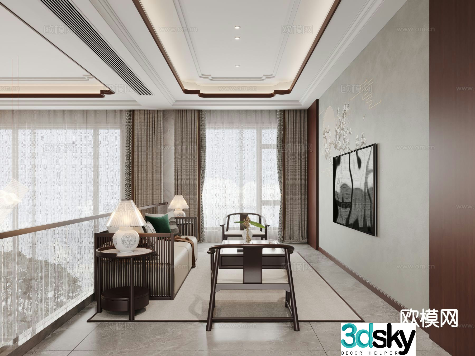 New Chinese style leisure room living room 3d model