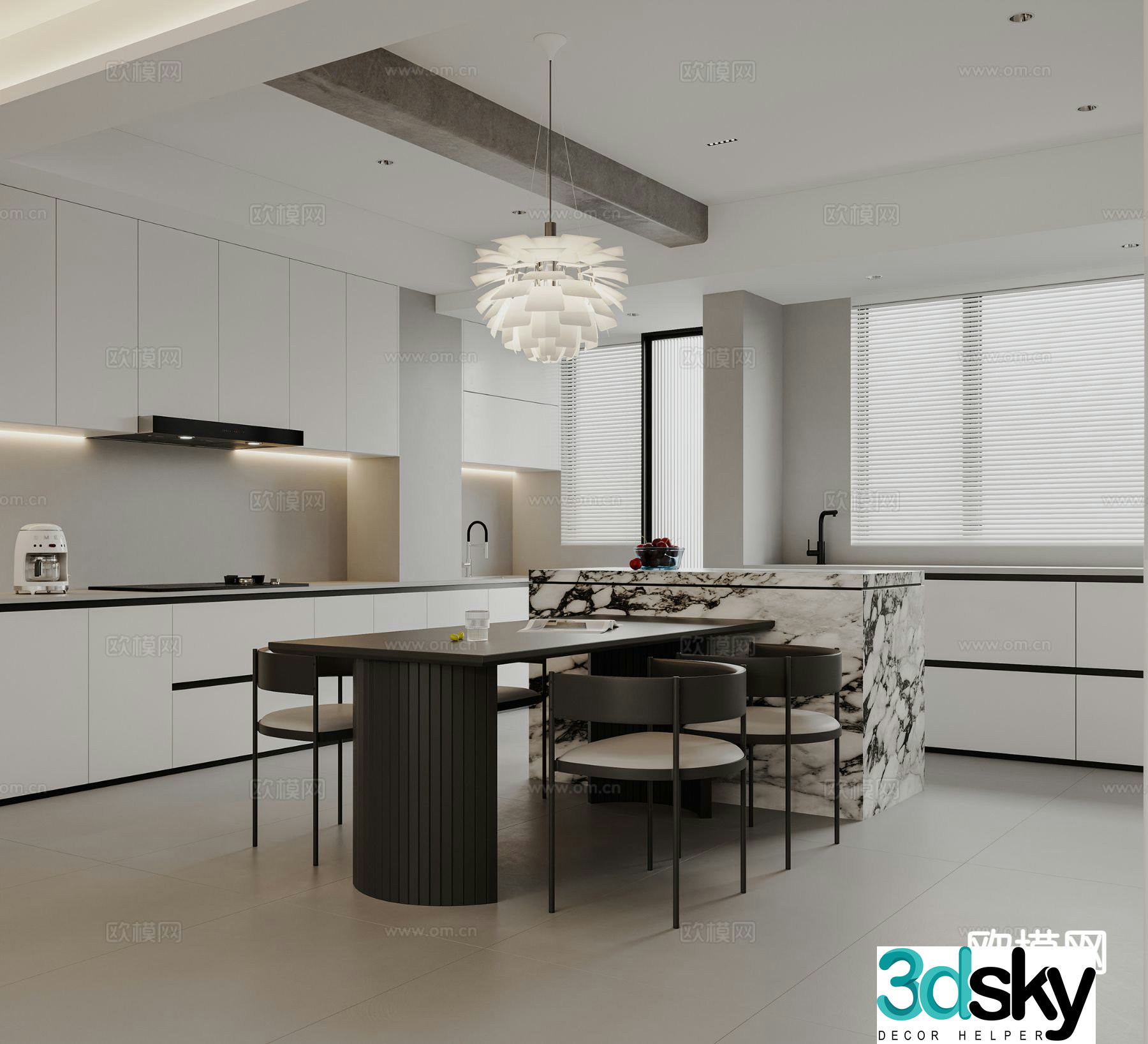 Modern island restaurant 3d model
