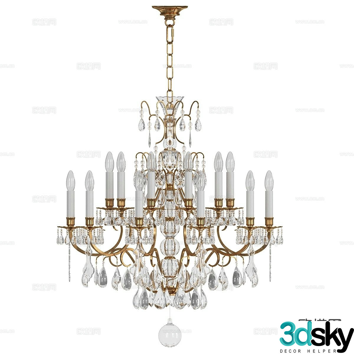 Light luxury crystal lamp hall chandelier 3D model