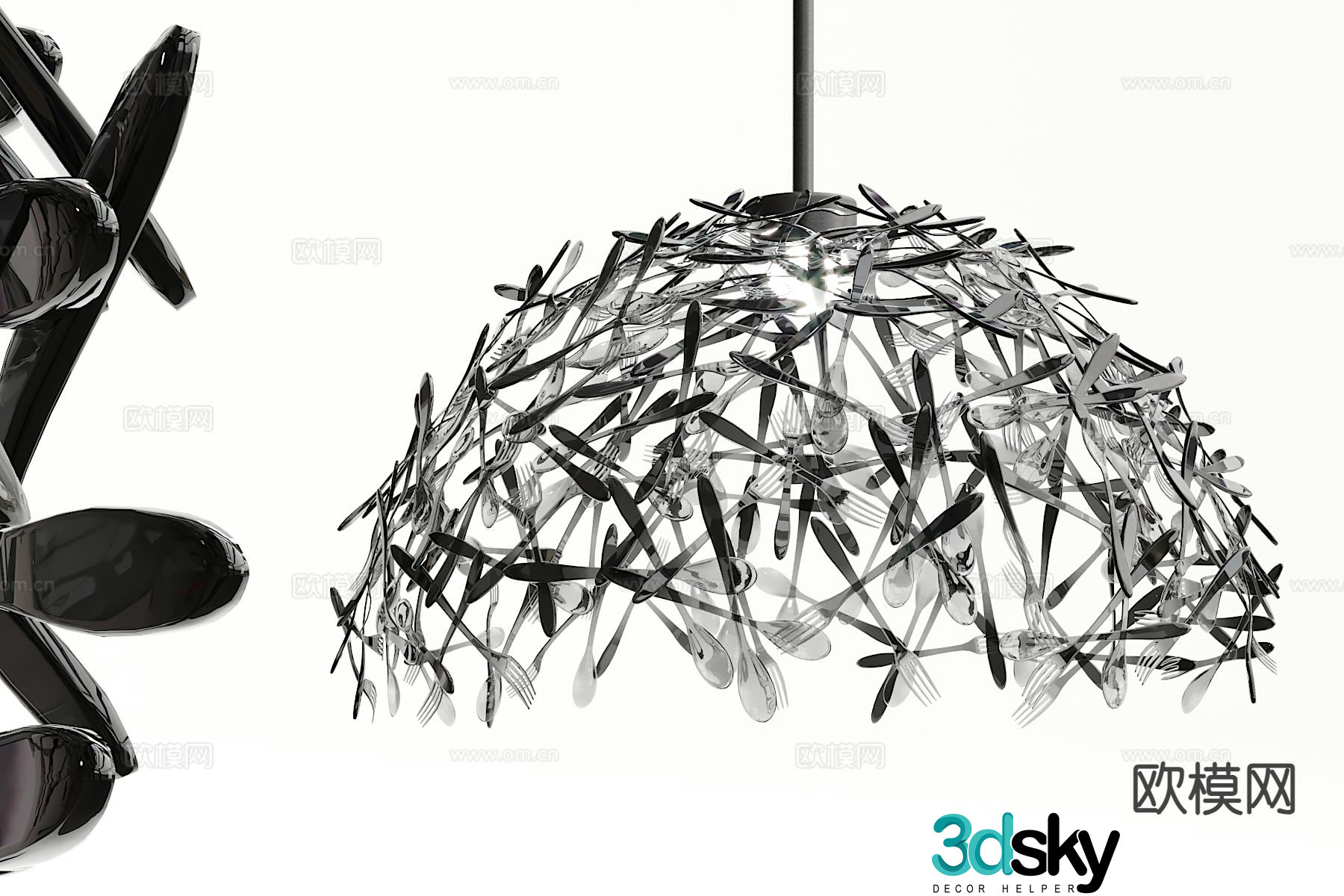 Modern spoon shape chandelier 3d model