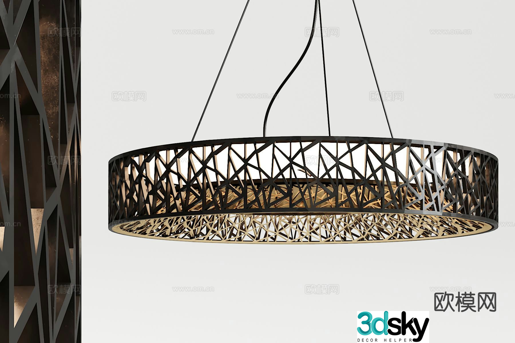 Industrial style round chandelier 3d model