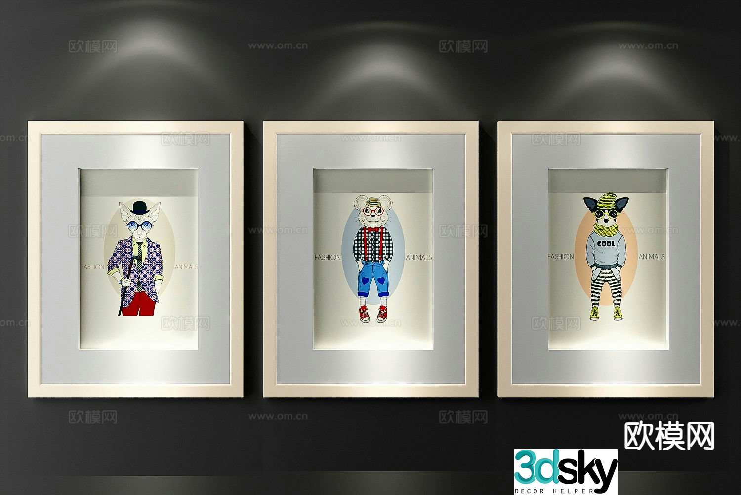 Modern simple decorative painting cartoon painting children’s hanging painting 3D model