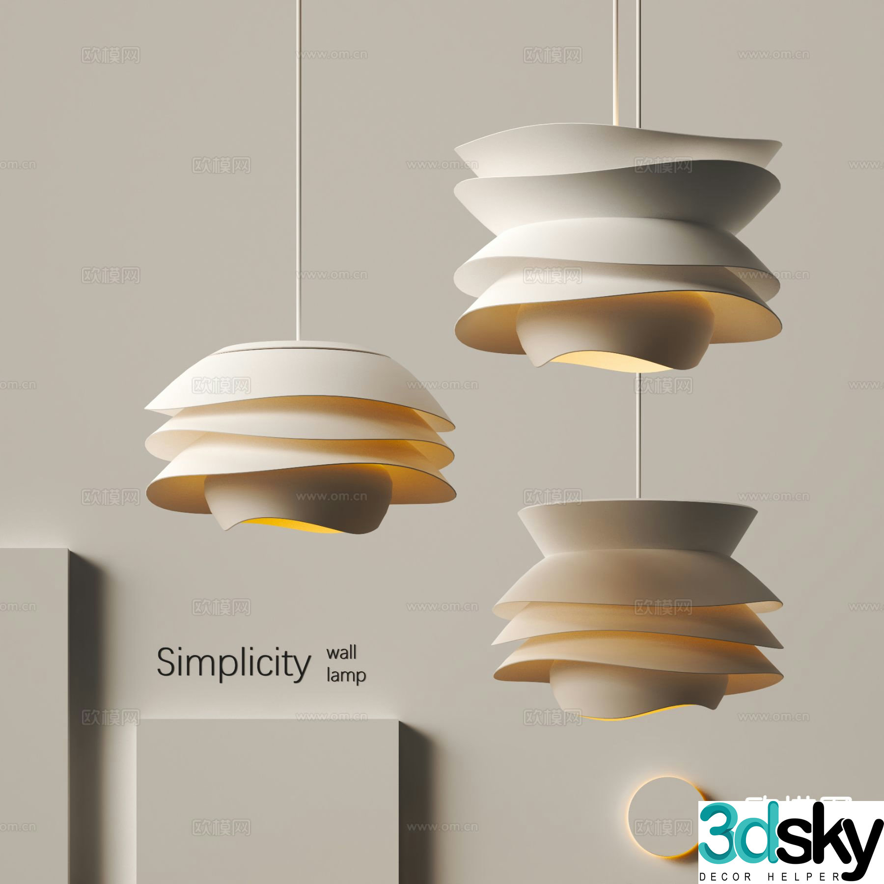 Cream style chandelier art lamp 3d model