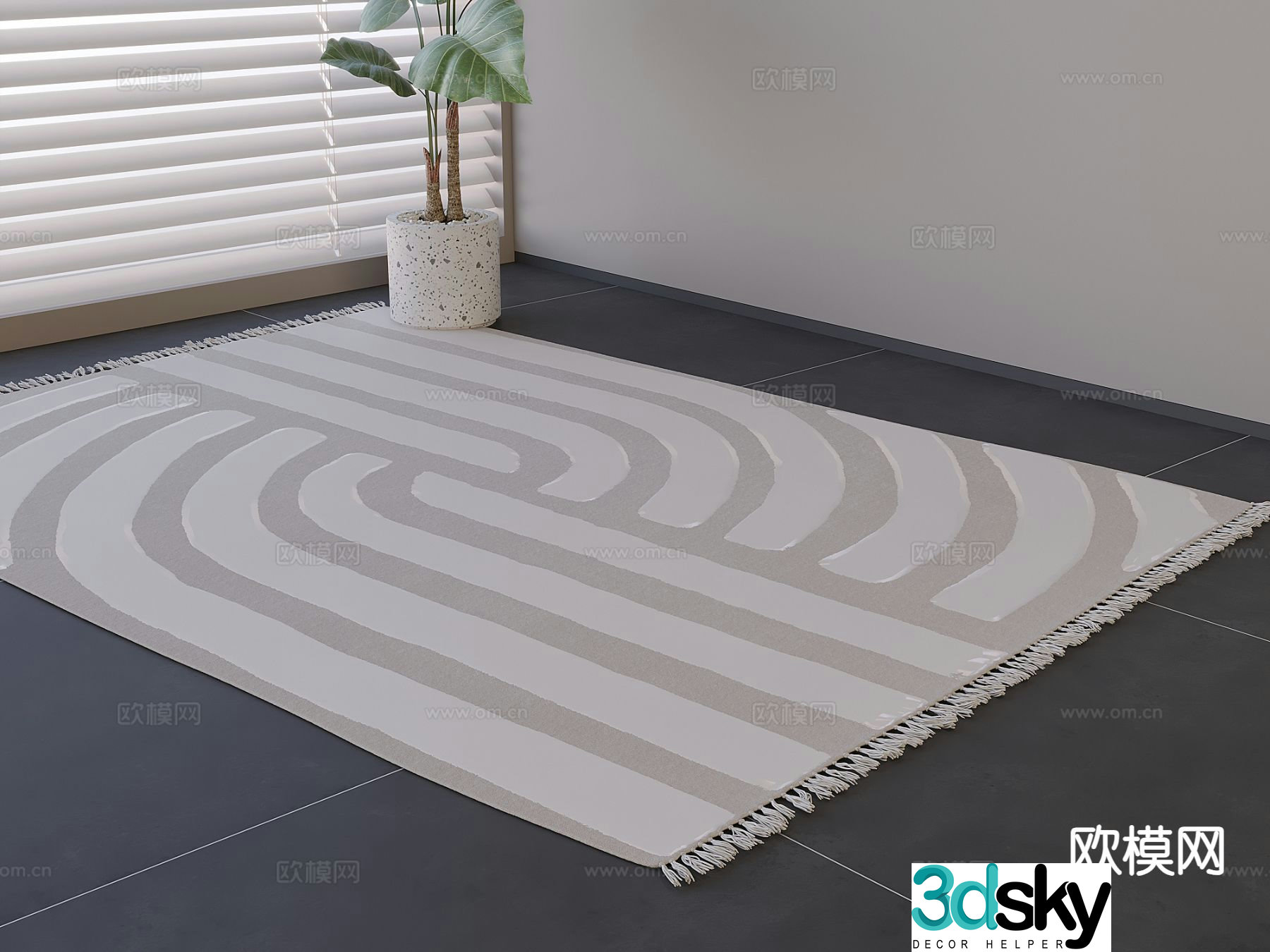 Modern fabric carpet square carpet 3d model