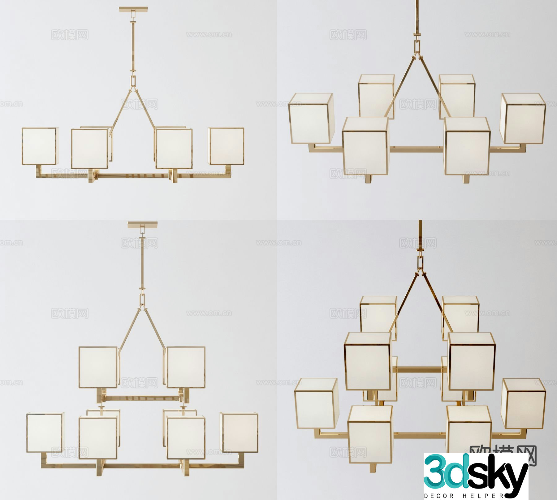 New Chinese style chandelier restaurant chandelier 3d model