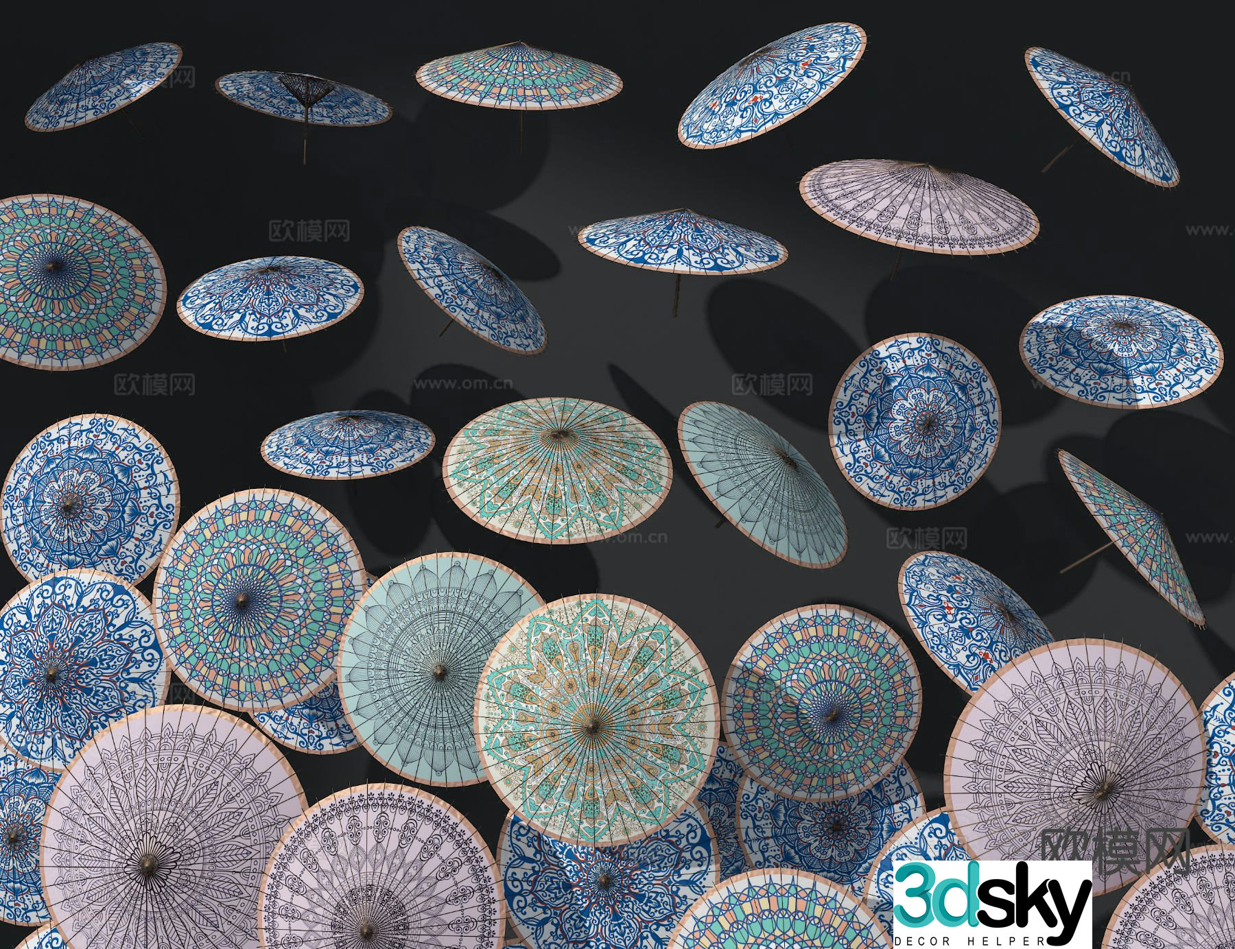 Oil paper umbrella 3d model