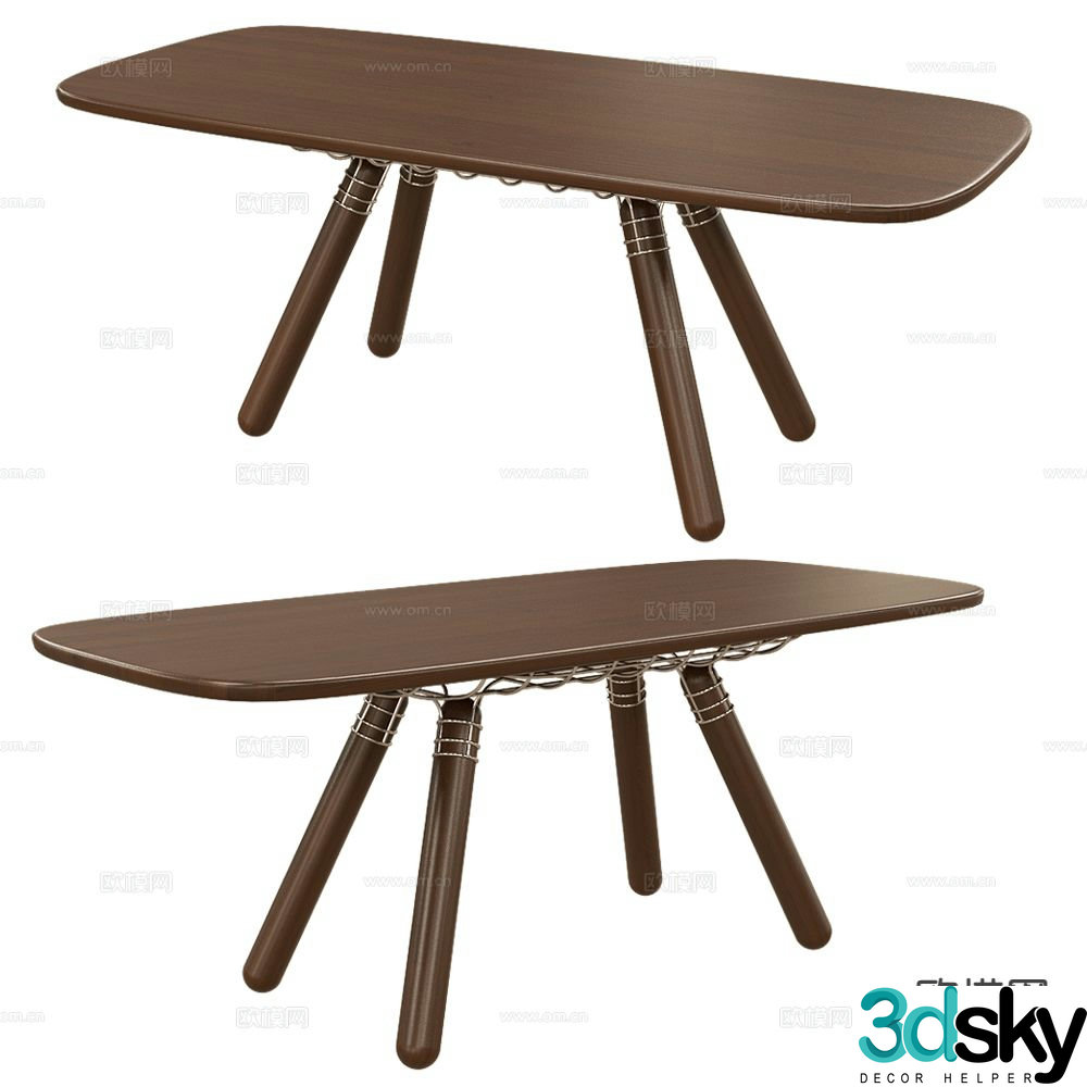 La Chance modern long dining table 3d model