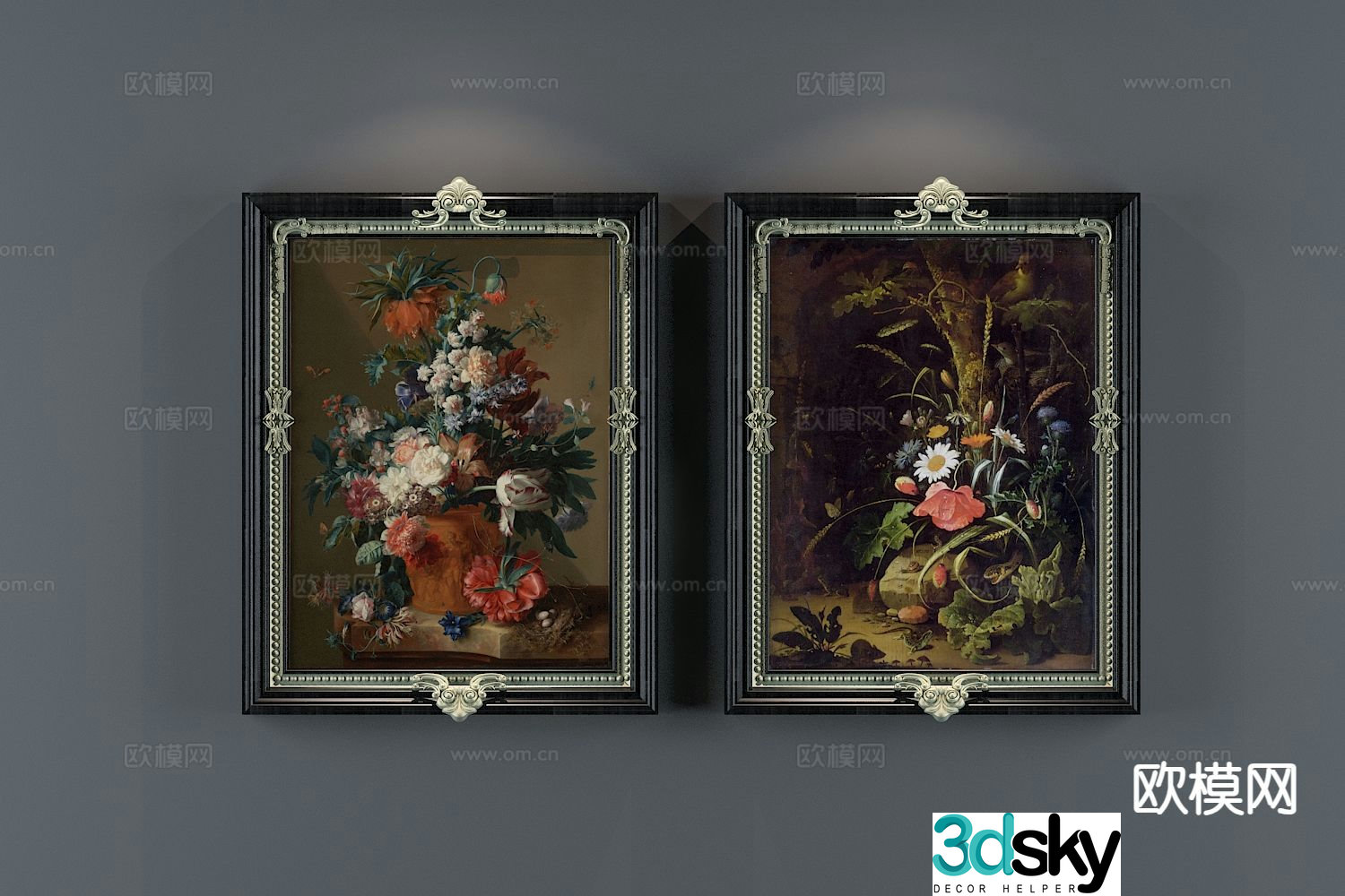 American flower oil painting decorative painting 3d model