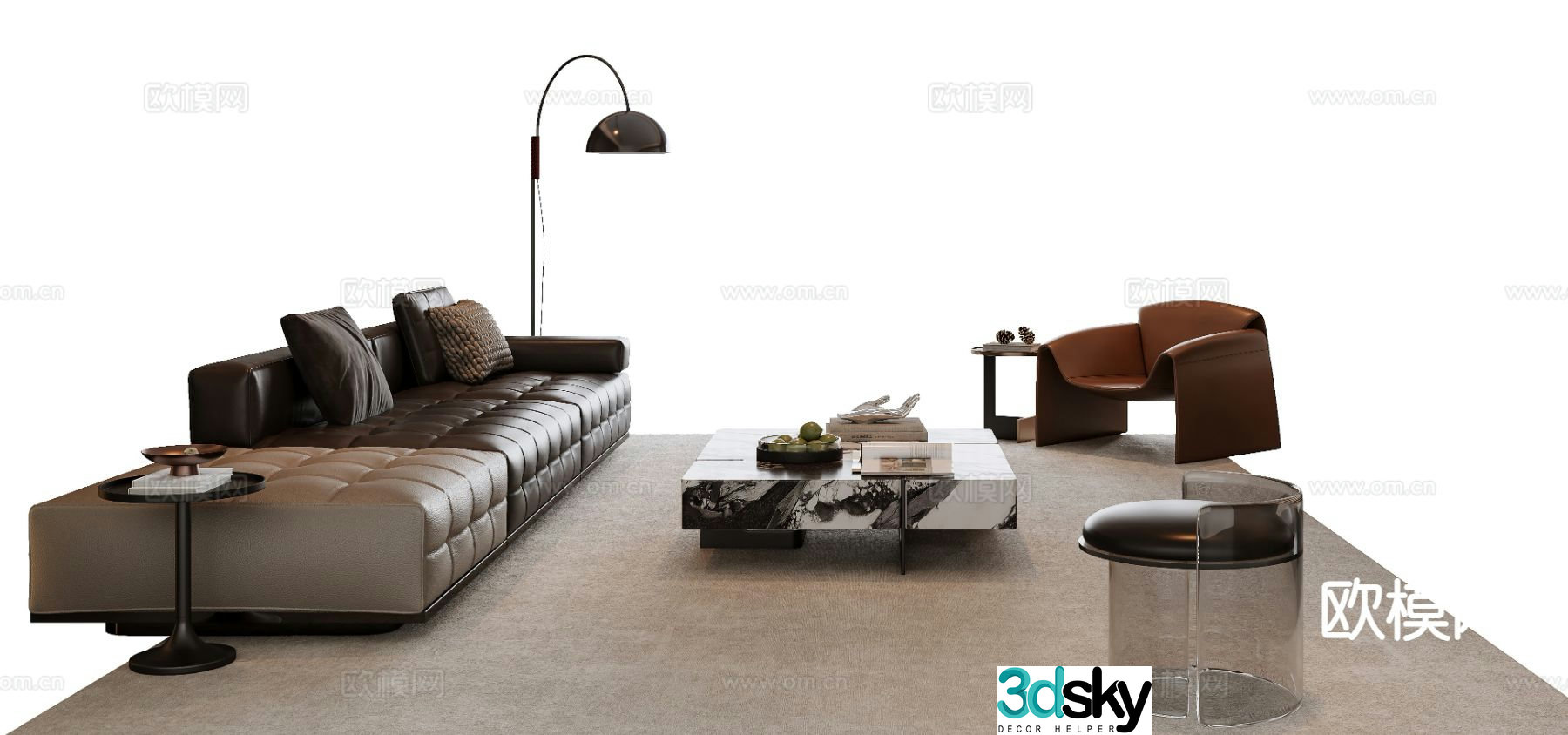 Italian sectional sofa 3d model