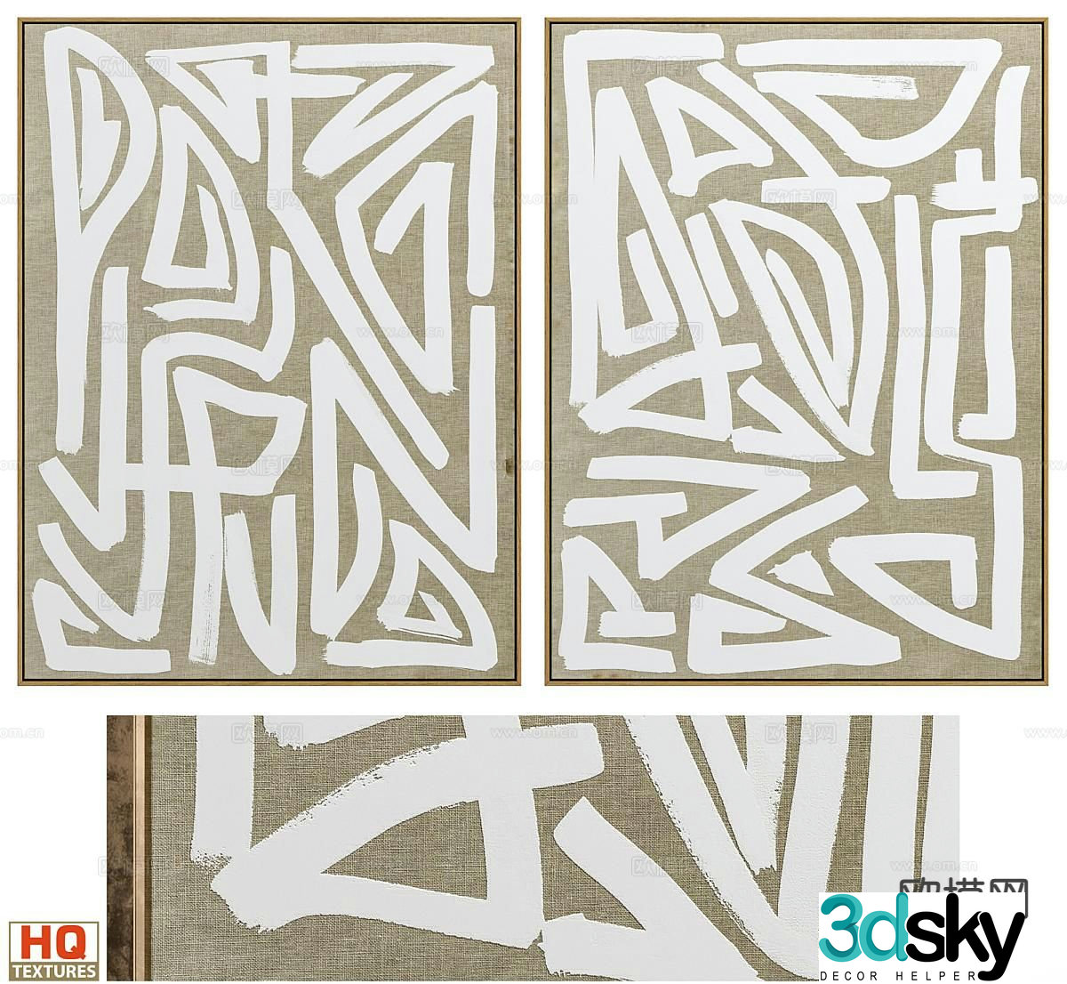 Medieval style hanging painting geometric hanging painting 3D model
