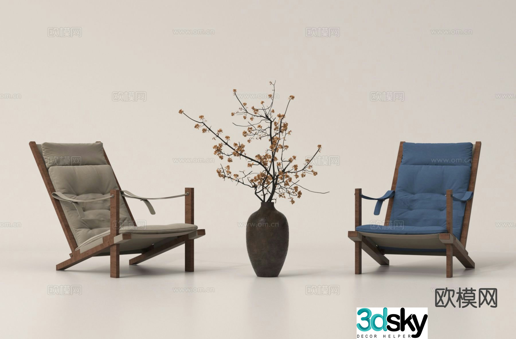 Modern armchair fabric chair leisure chair 3d model