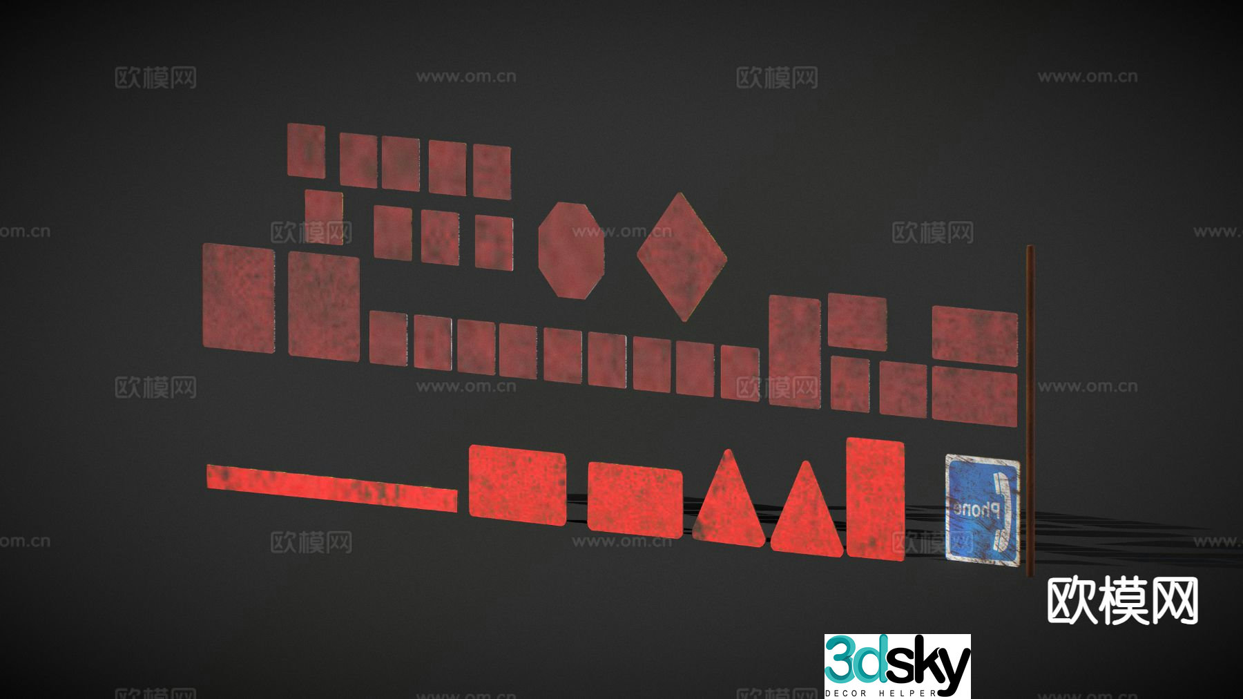 Old traffic road sign, traffic sign, traffic sign, warning sign 3d model