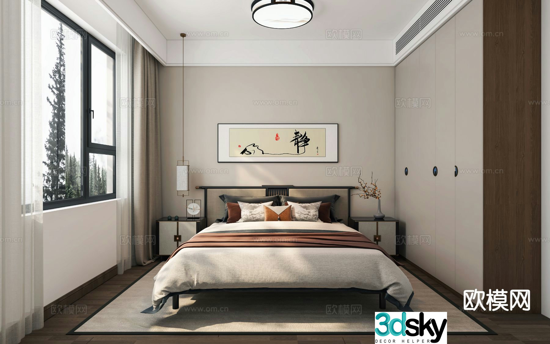 New Chinese style bedroom master bedroom 3d model