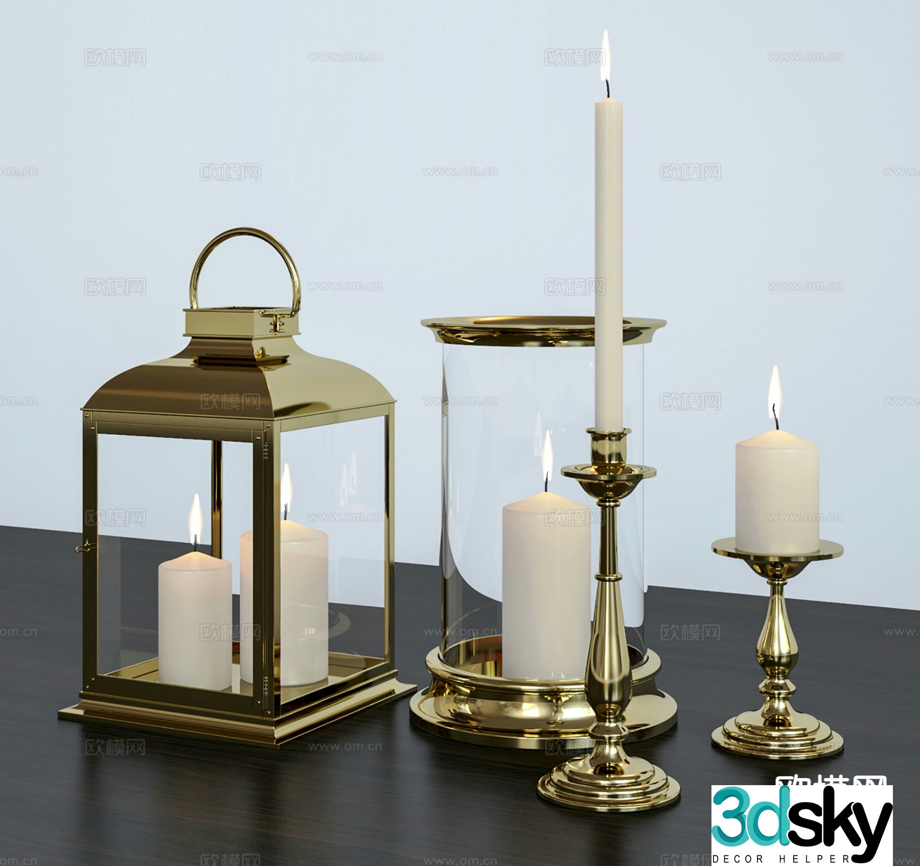 Simple European candlestick lamp candle 3d model