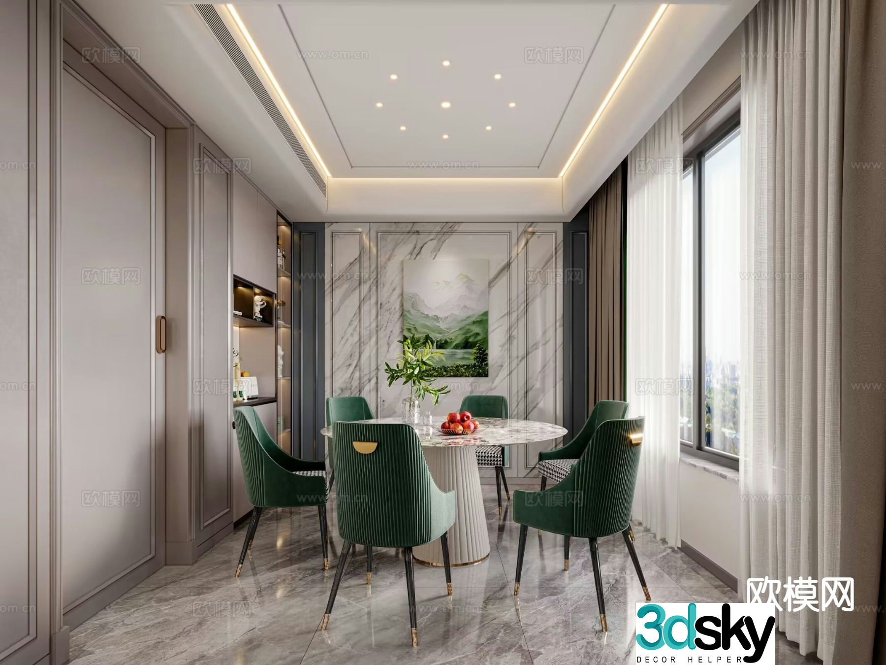 Italian light luxury restaurant 3D model