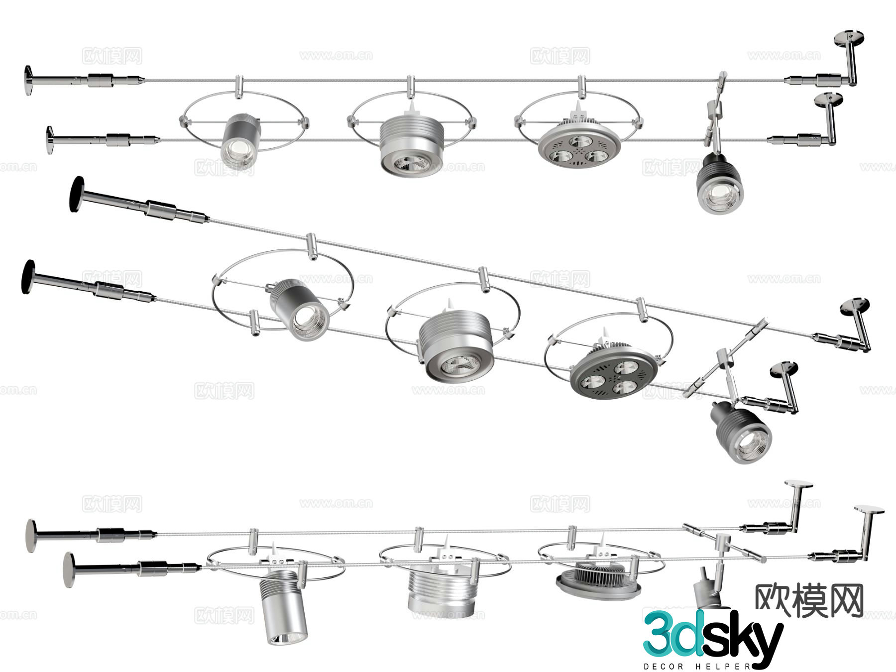 modern downlight wire lamp wire cable lamp 3d model
