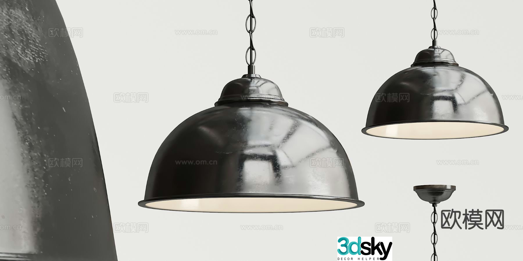 Industrial style wrought iron chandelier 3d model