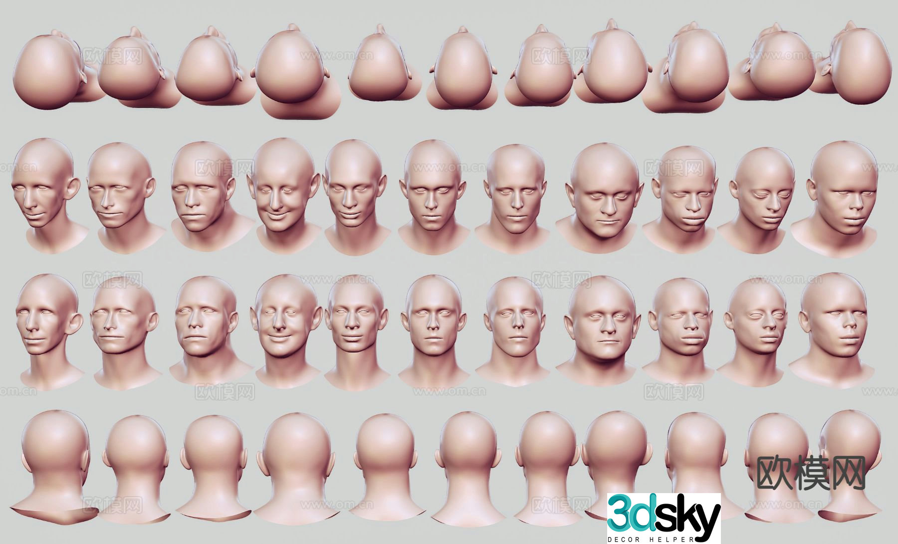 Male head man head sculpture mannequin 3d model