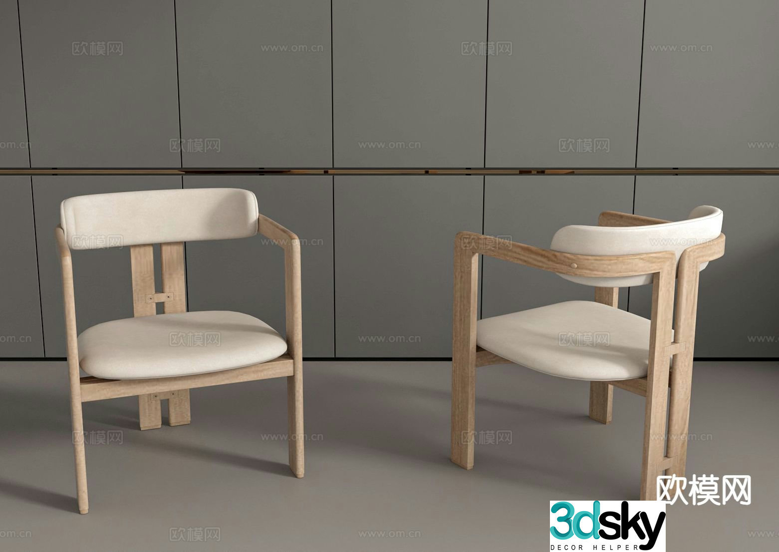 wabi-sabi chair wooden chair leisure chair 3d model