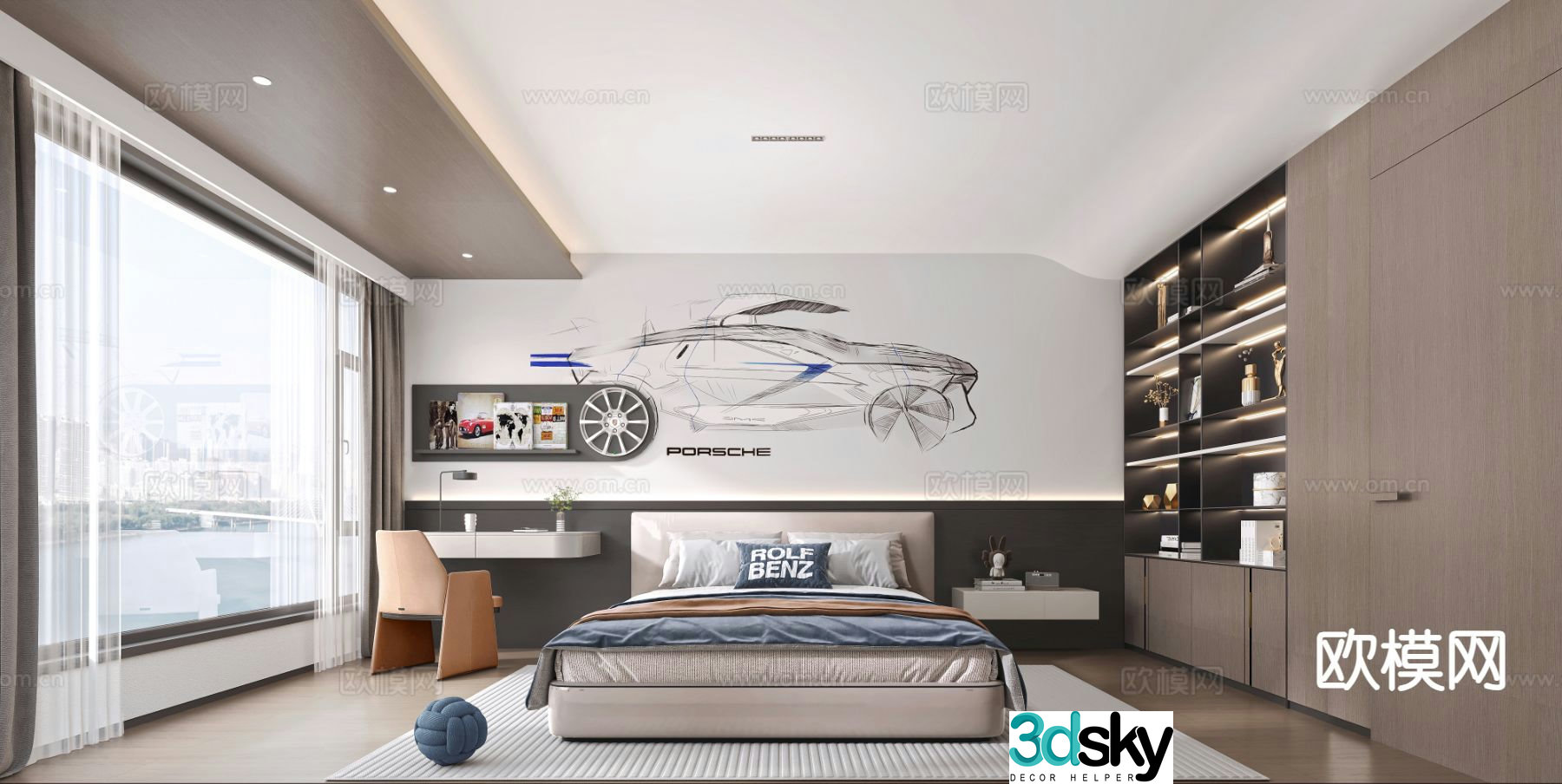 Modern children’s room racing children’s room boy’s room 3d model
