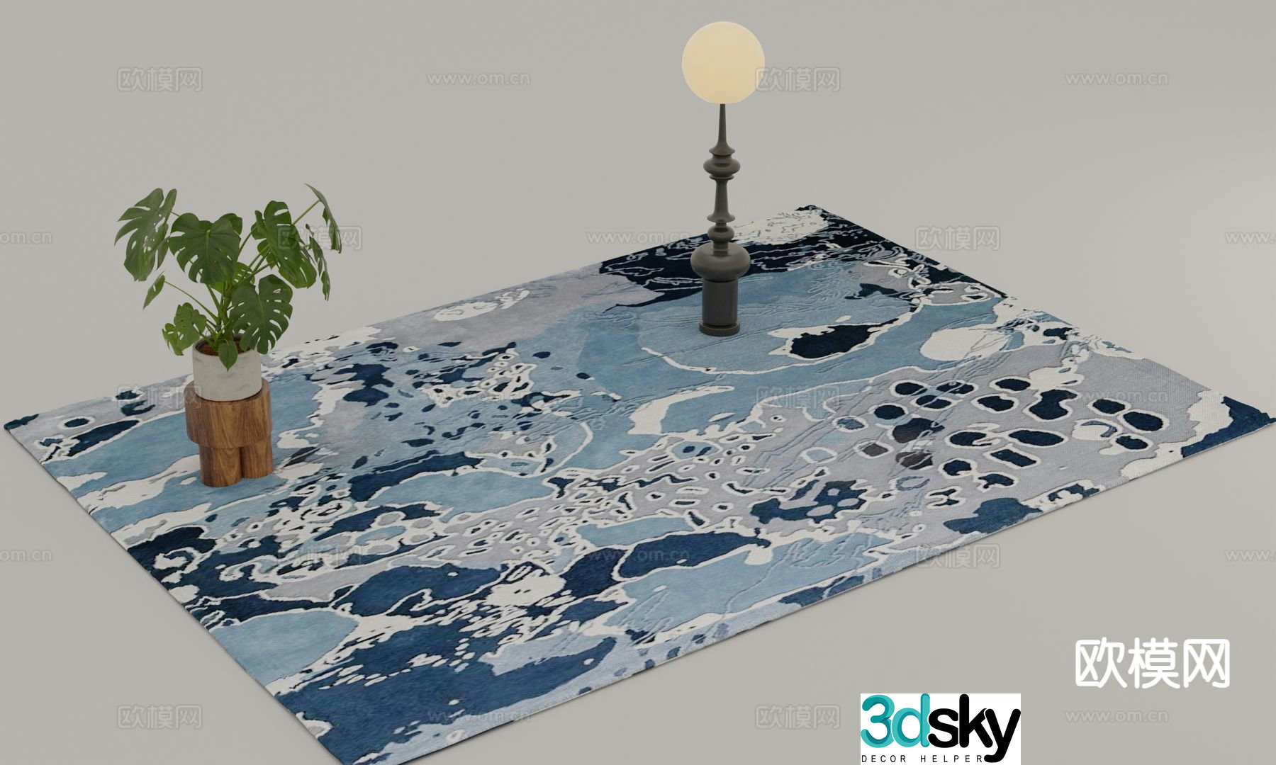 abstract carpet square rug 3d model