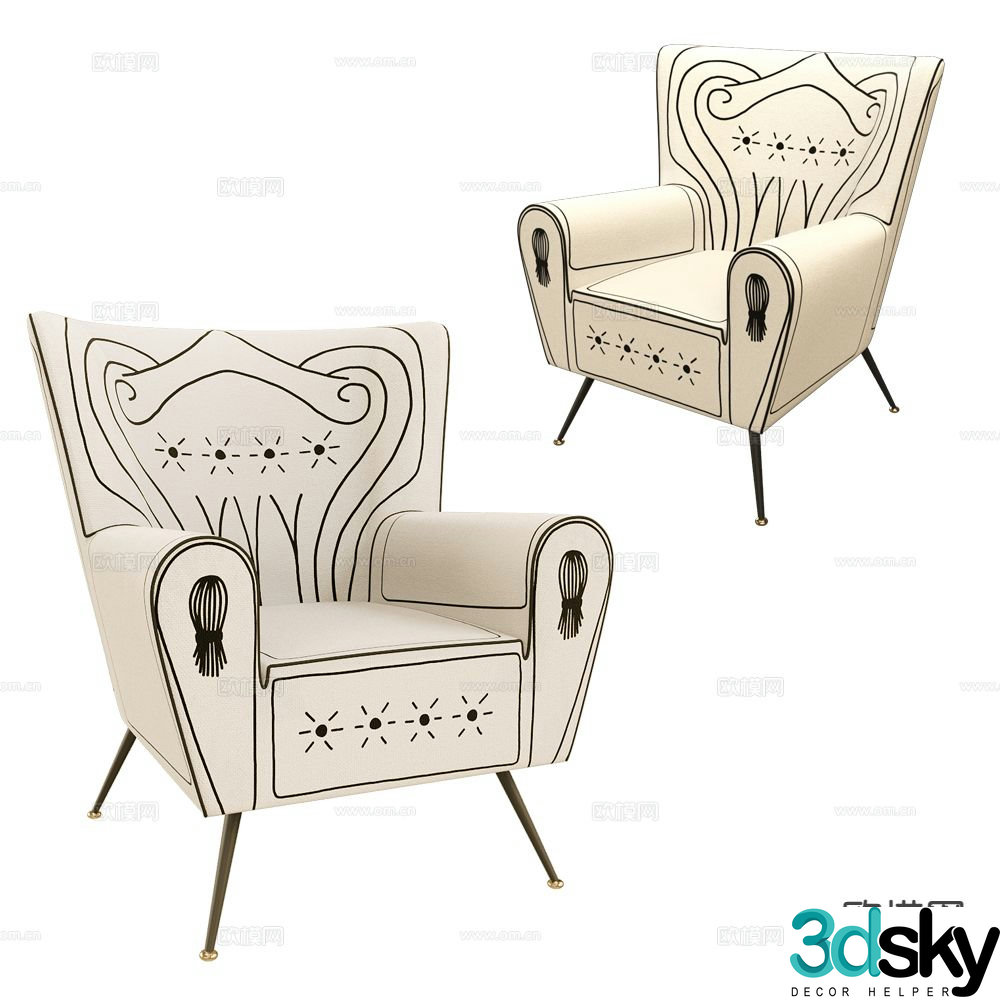 Pop Label Modern Chair Lounge Chair 3d model