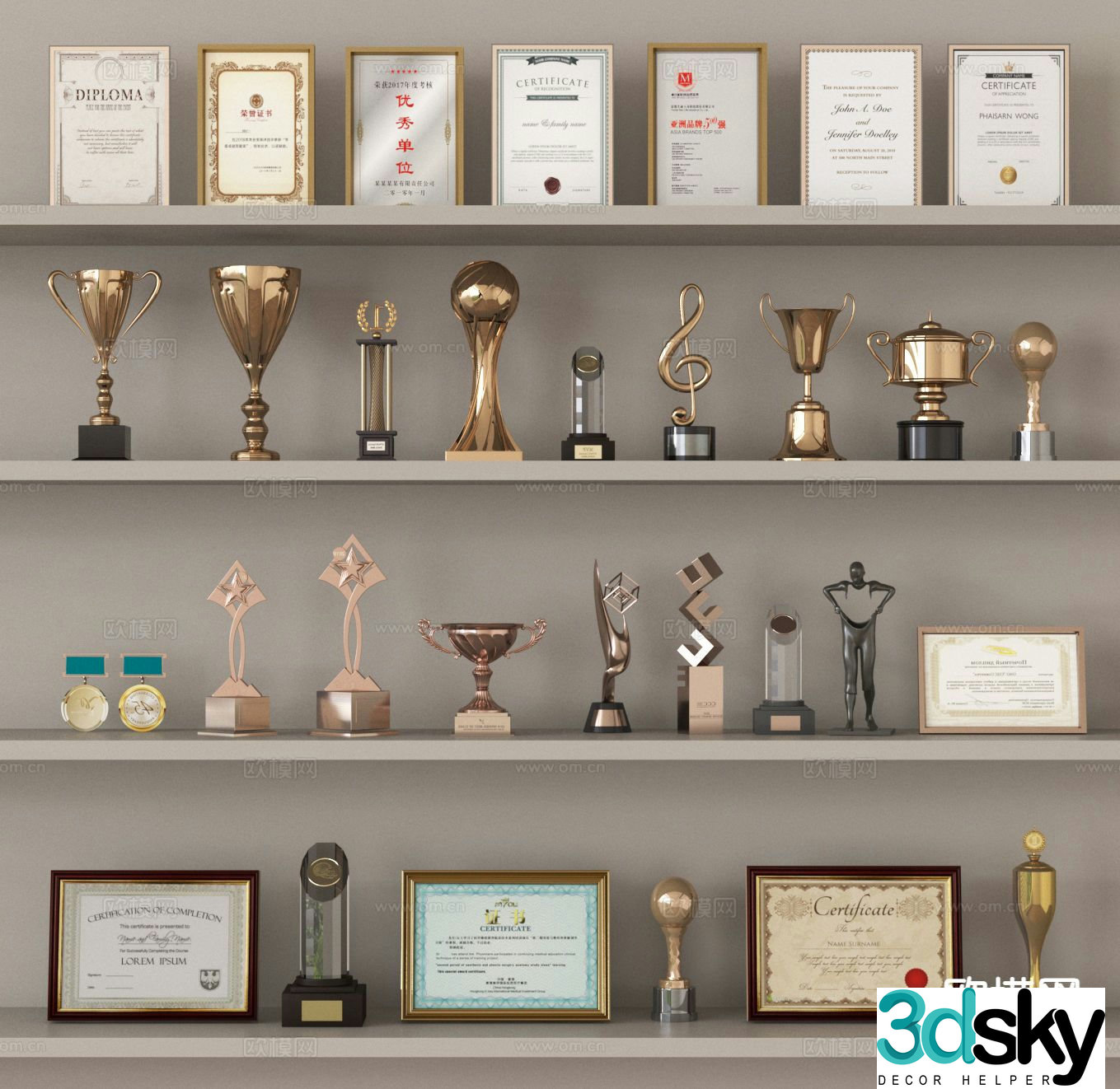 Trophy Certificate of Honor 3D model