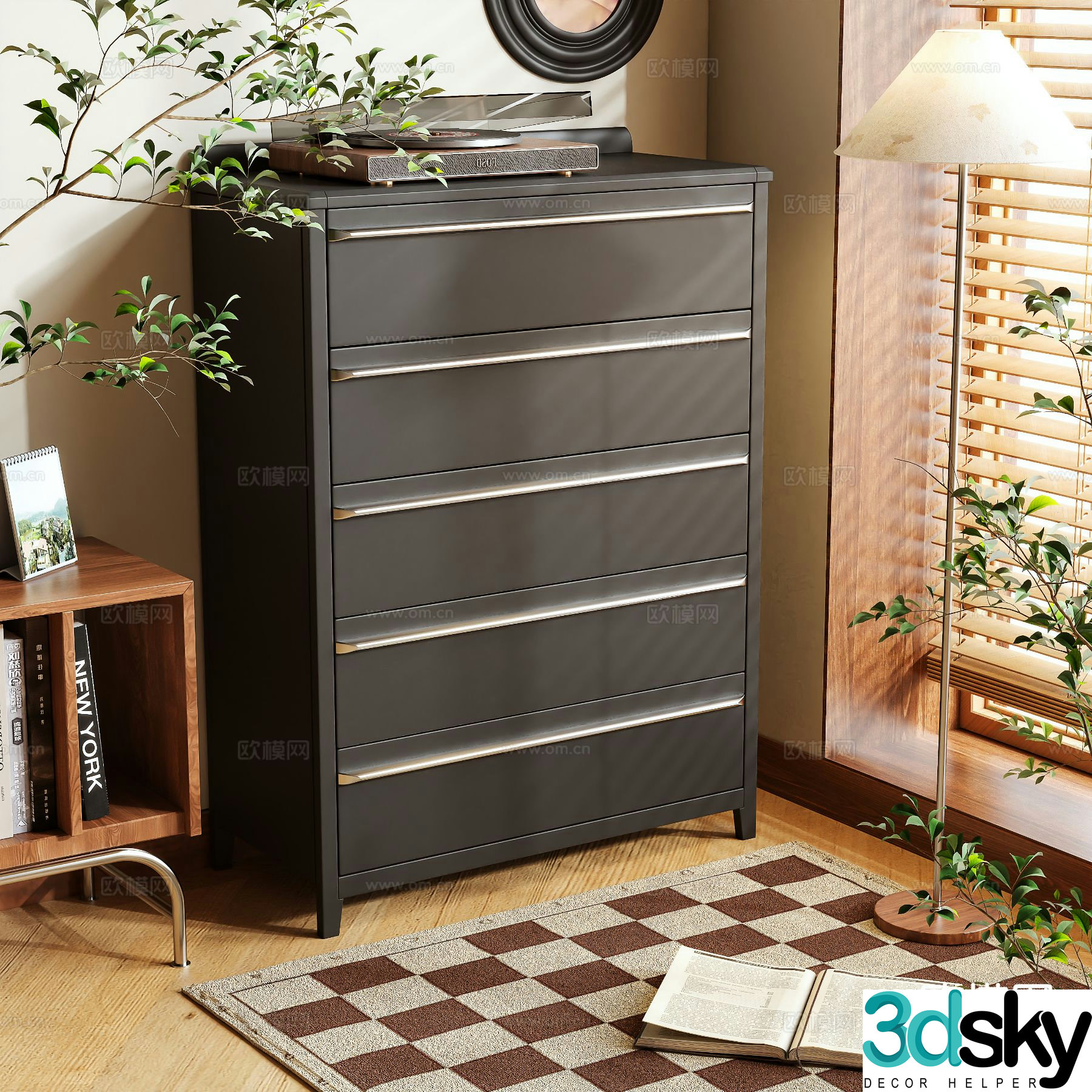 Medieval style chest of drawers chest of drawers storage cabinet 3d model