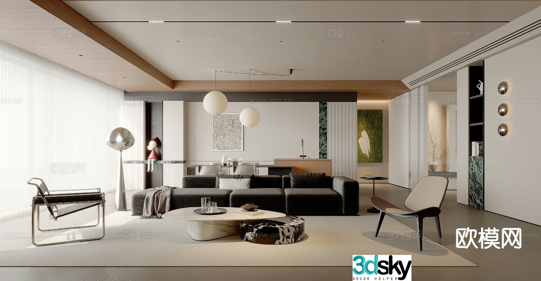 Modern living room 3d model