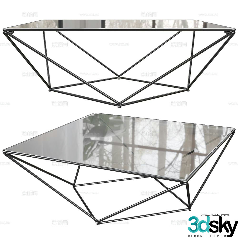 Prostoria square coffee table glass coffee table 3d model