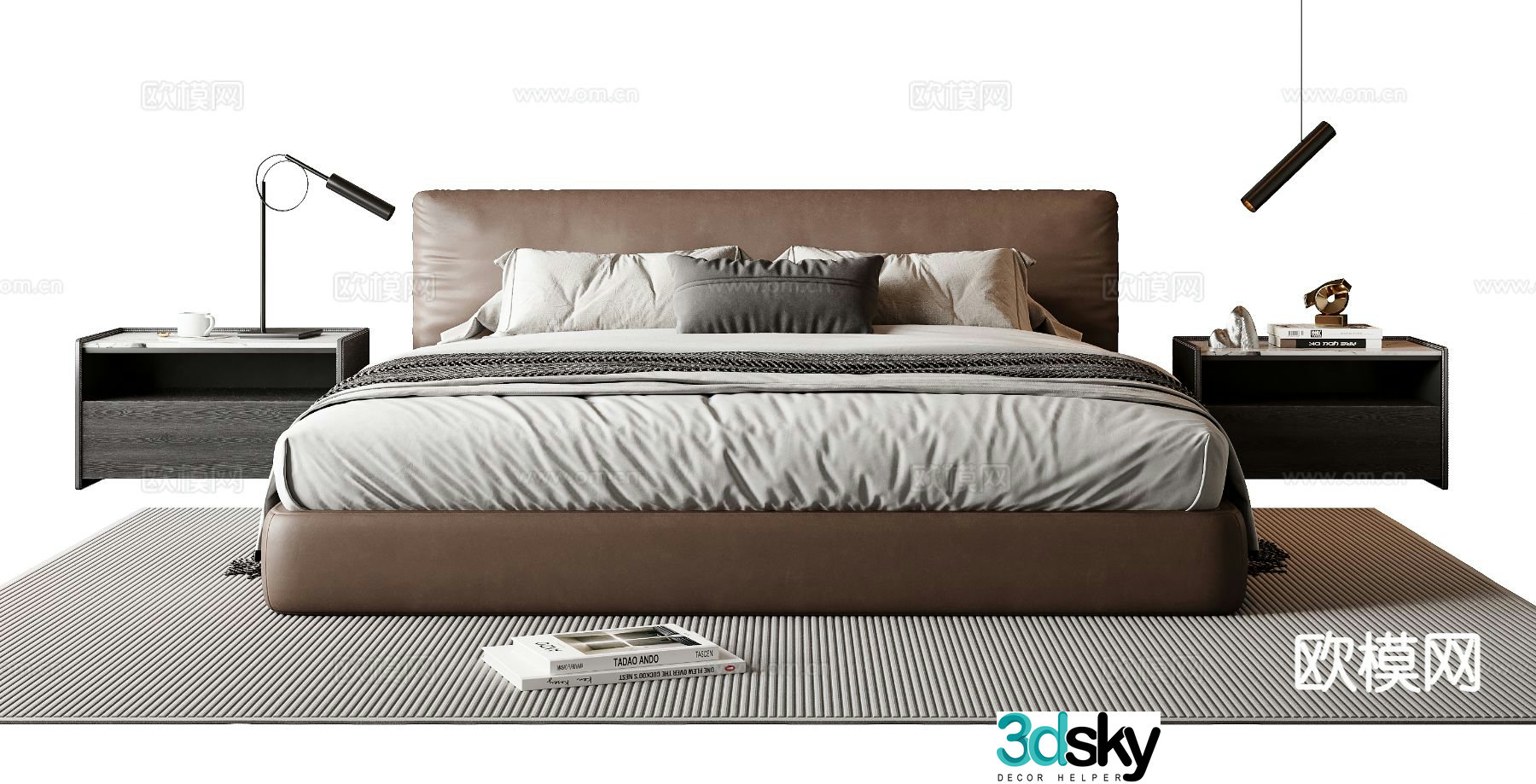 Italian double bed 3d model