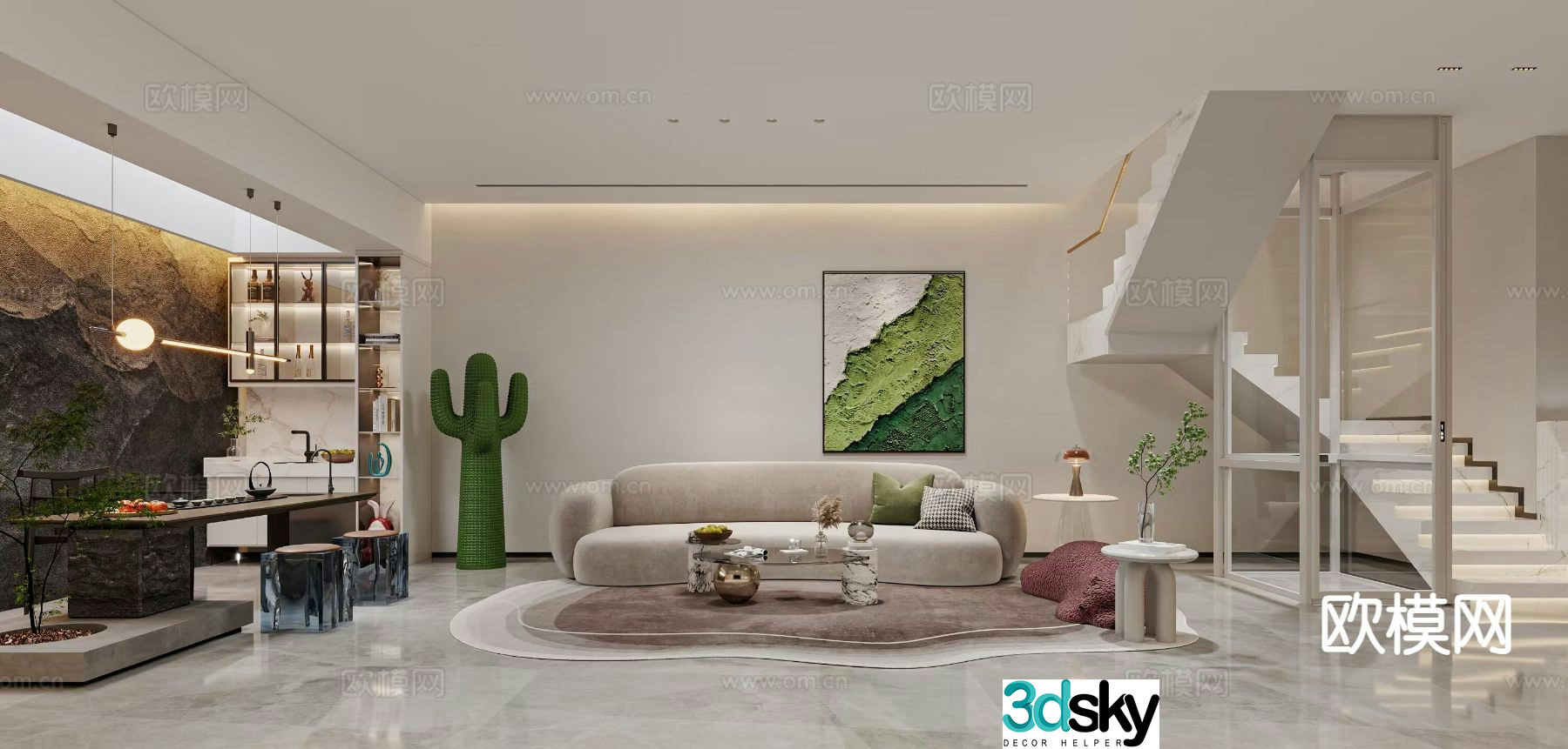 Modern underground recreation room underground recreation room 3d model