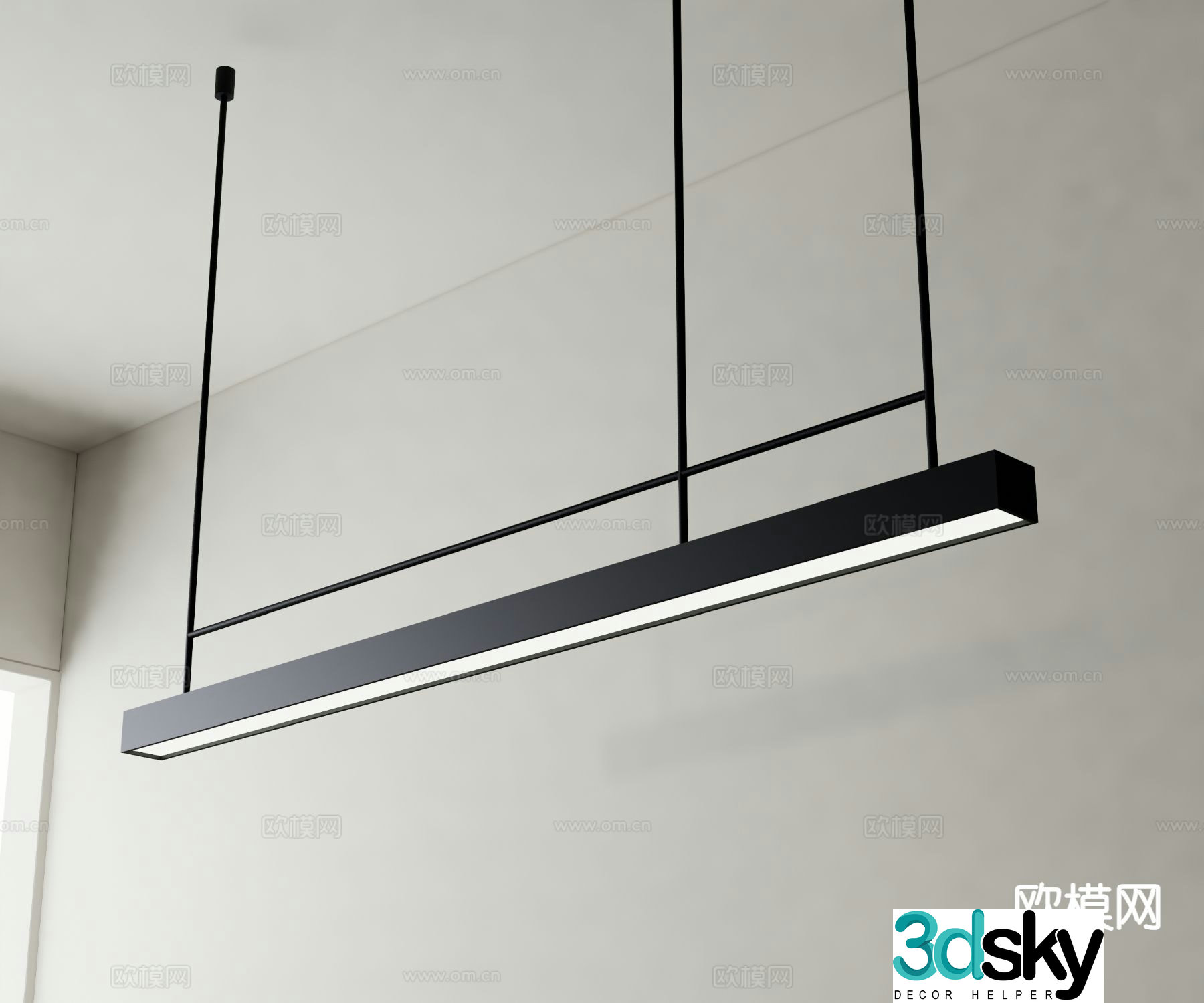 Modern chandelier long chandelier office chandelier 3d model