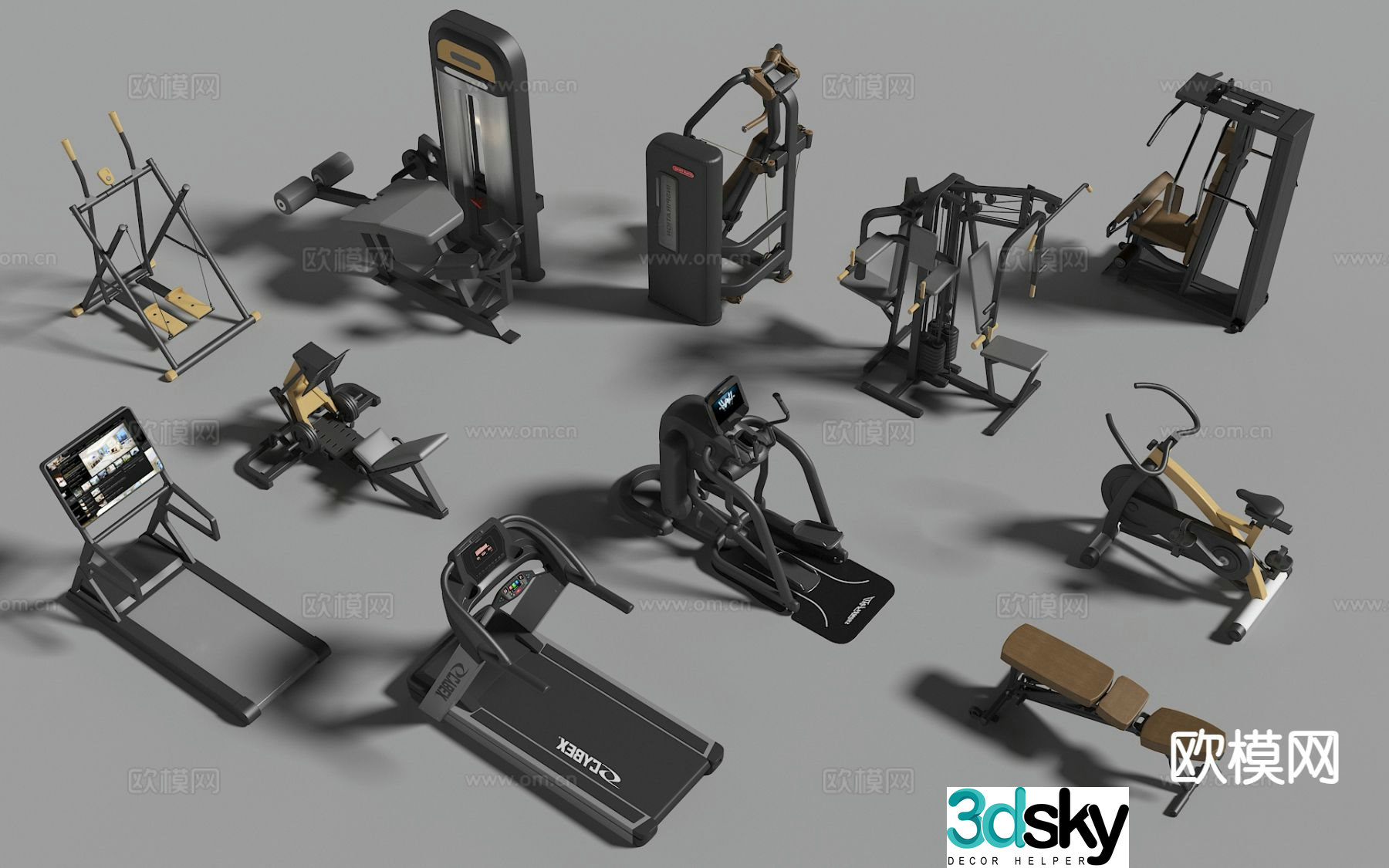 Fitness equipment treadmill elliptical machine 3d model
