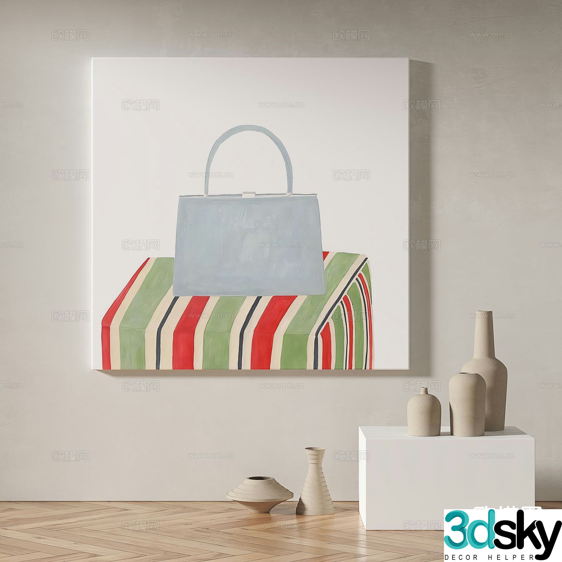 Modern minimalist oil painting decorative painting 3d model