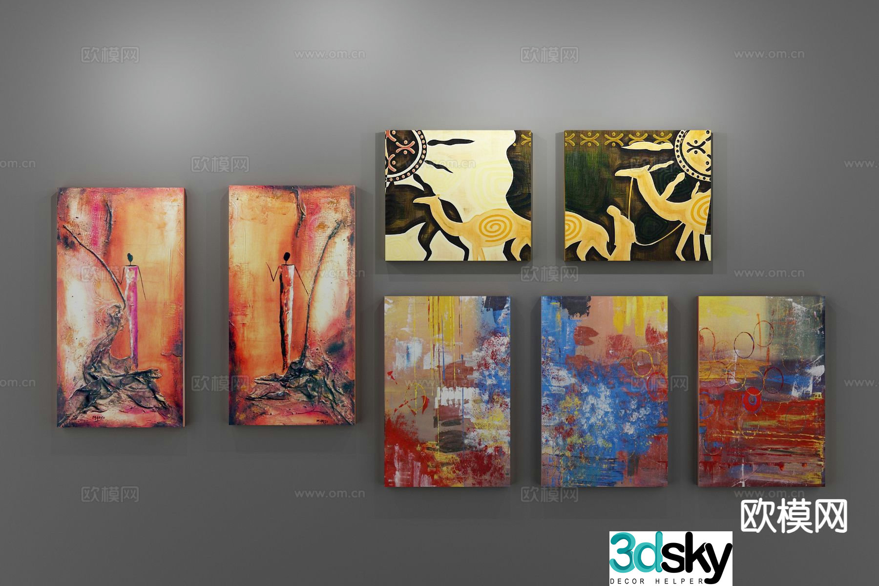 Decorative painting texture painting hanging painting 3d model