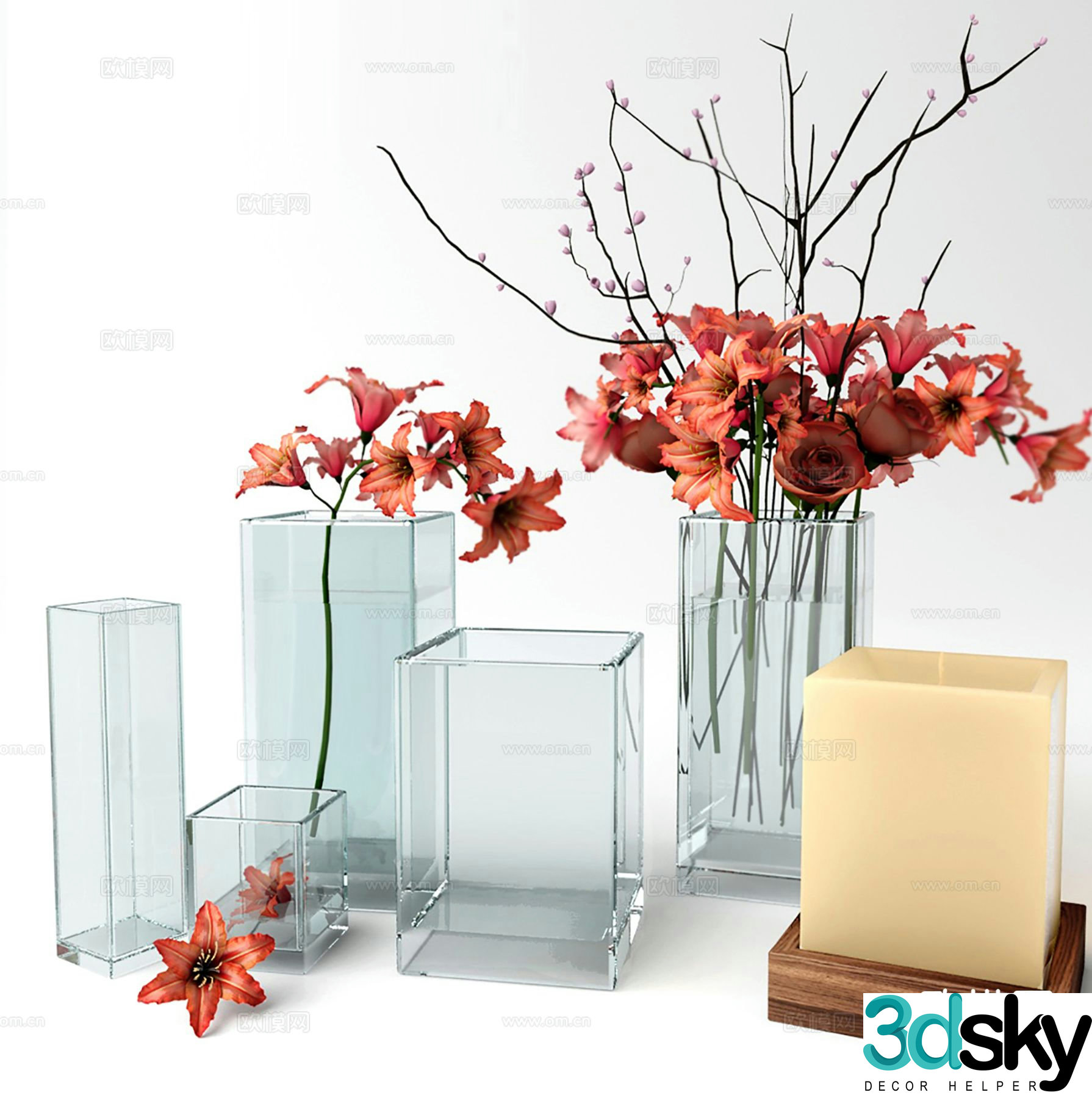 Modern decorations tableware vase floral 3d model