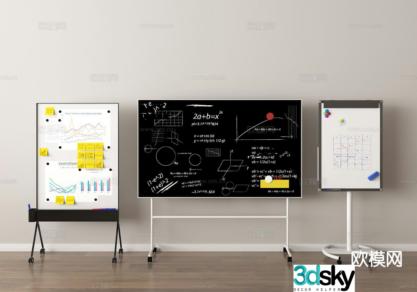 Movable blackboard office blackboard training blackboard 3d model
