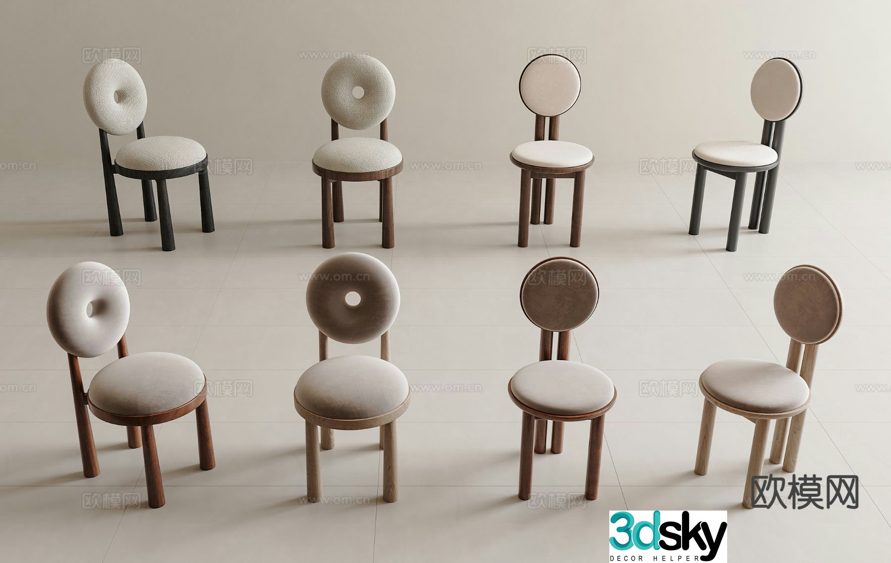 Medieval style chair leisure chair 3d model