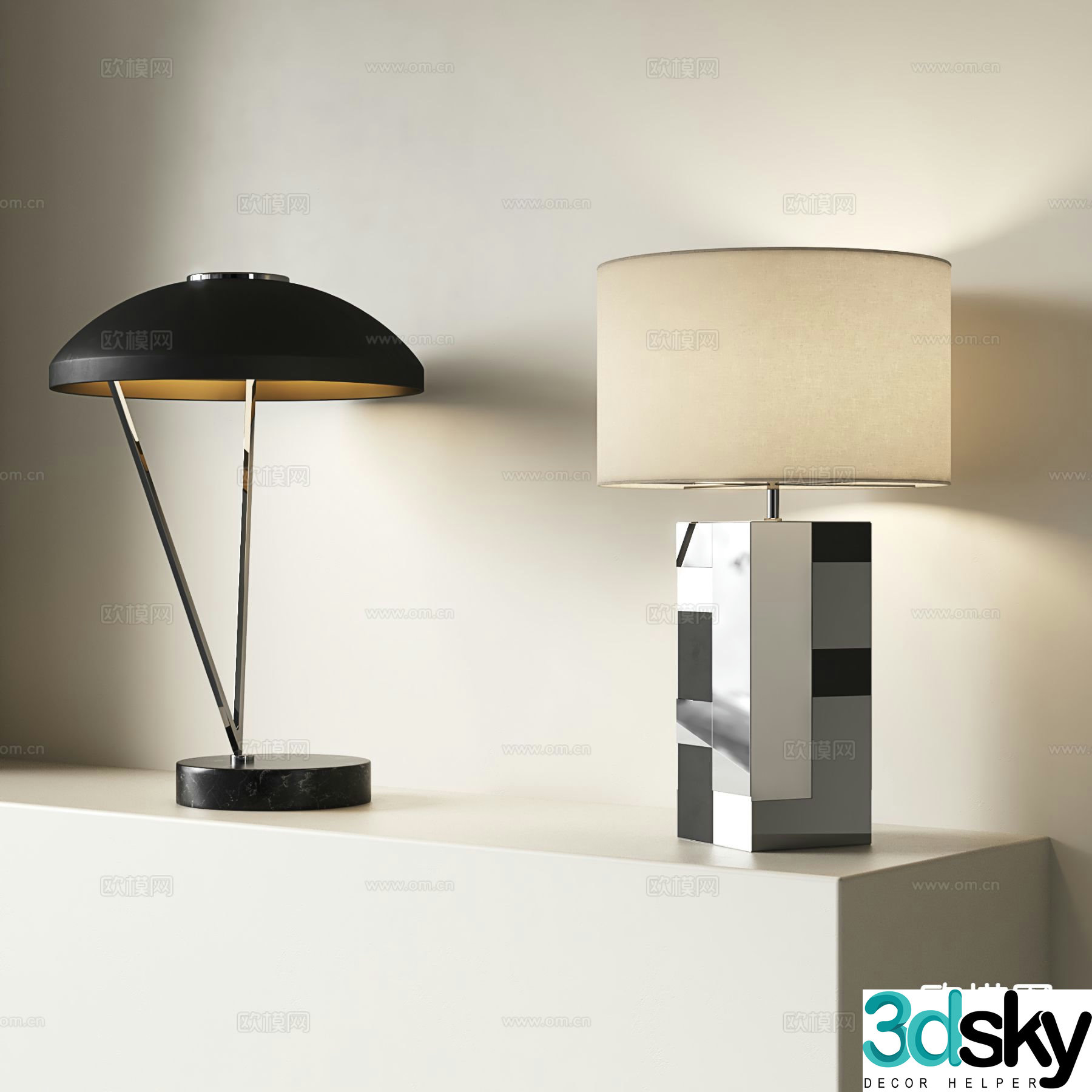 Medieval style table lamp bedside table lamp 3d model