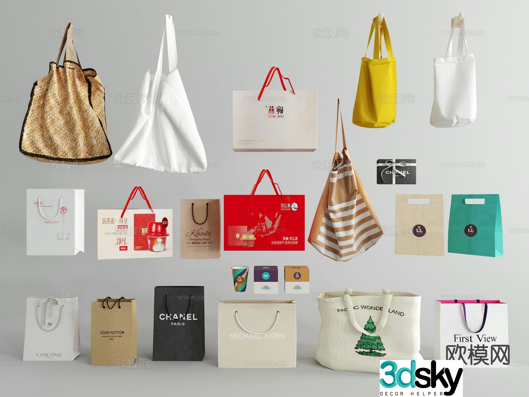 modern handbag shopping bag handbag 3d model