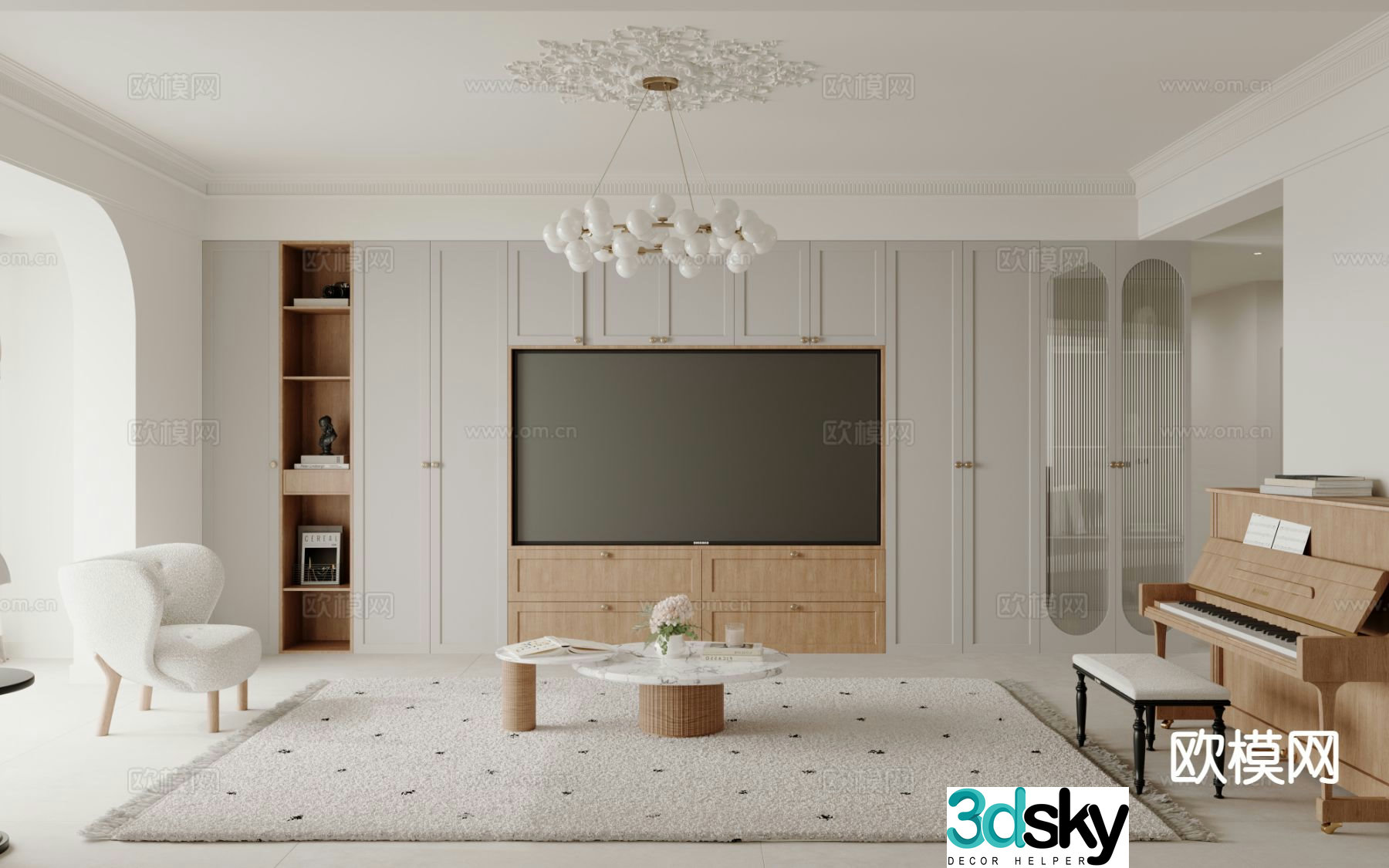 TV full wall cabinet TV wall integrated TV cabinet 3D model