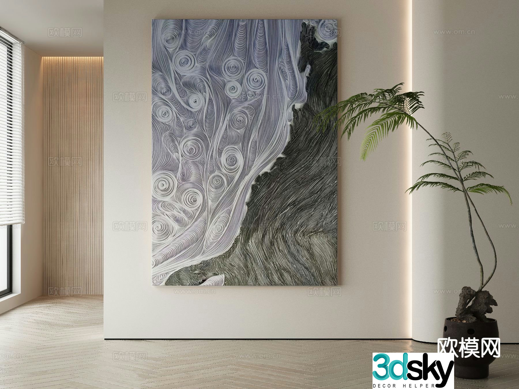Modern decorative painting oil painting abstract painting 3d model