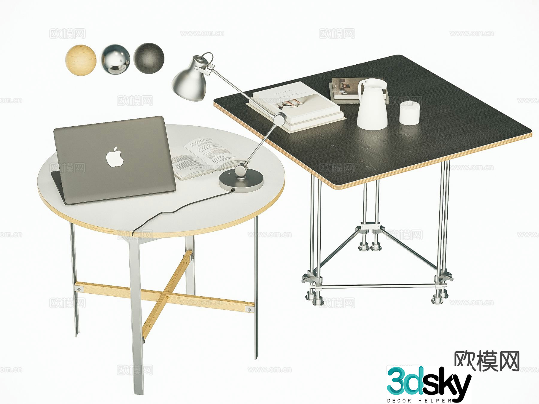Cross optical axis dining table square table round table 3d model