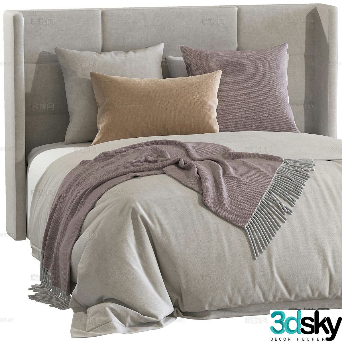 Modern double bed 3d model